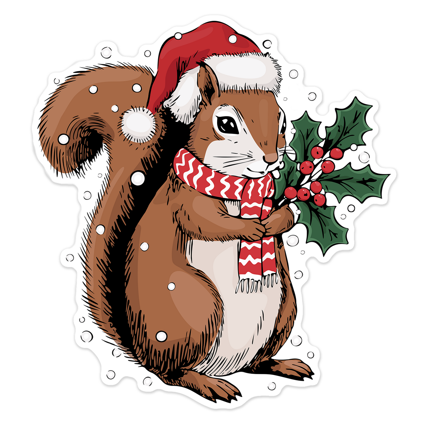 3" Santa Squirrel Christmas Sticker - Winter Holiday Squirrels Vinyl Decal Stickers, Festive Winter Waterproof Decals, Xmas Gift Idea