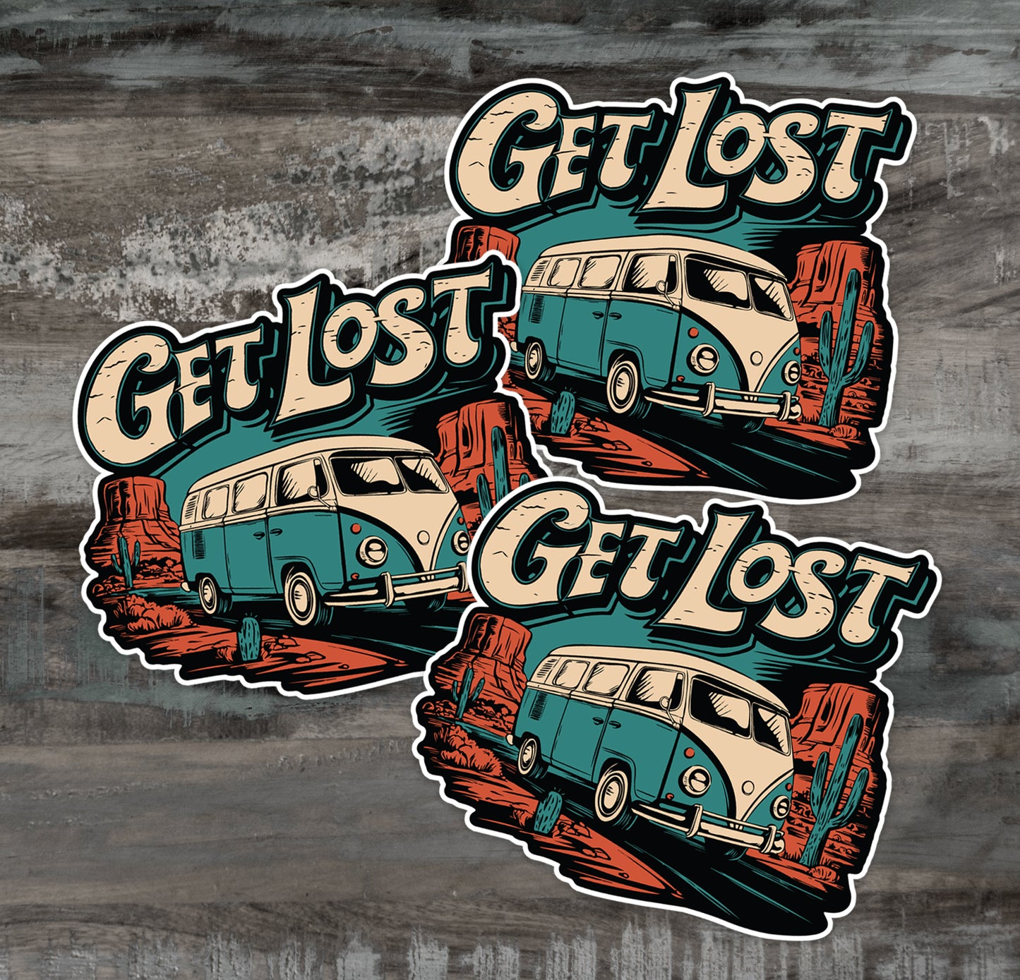 3.5" Get Lost Vanlife Roadtrip Sticker - Waterproof Nomad Vintage Van Decal Stickers