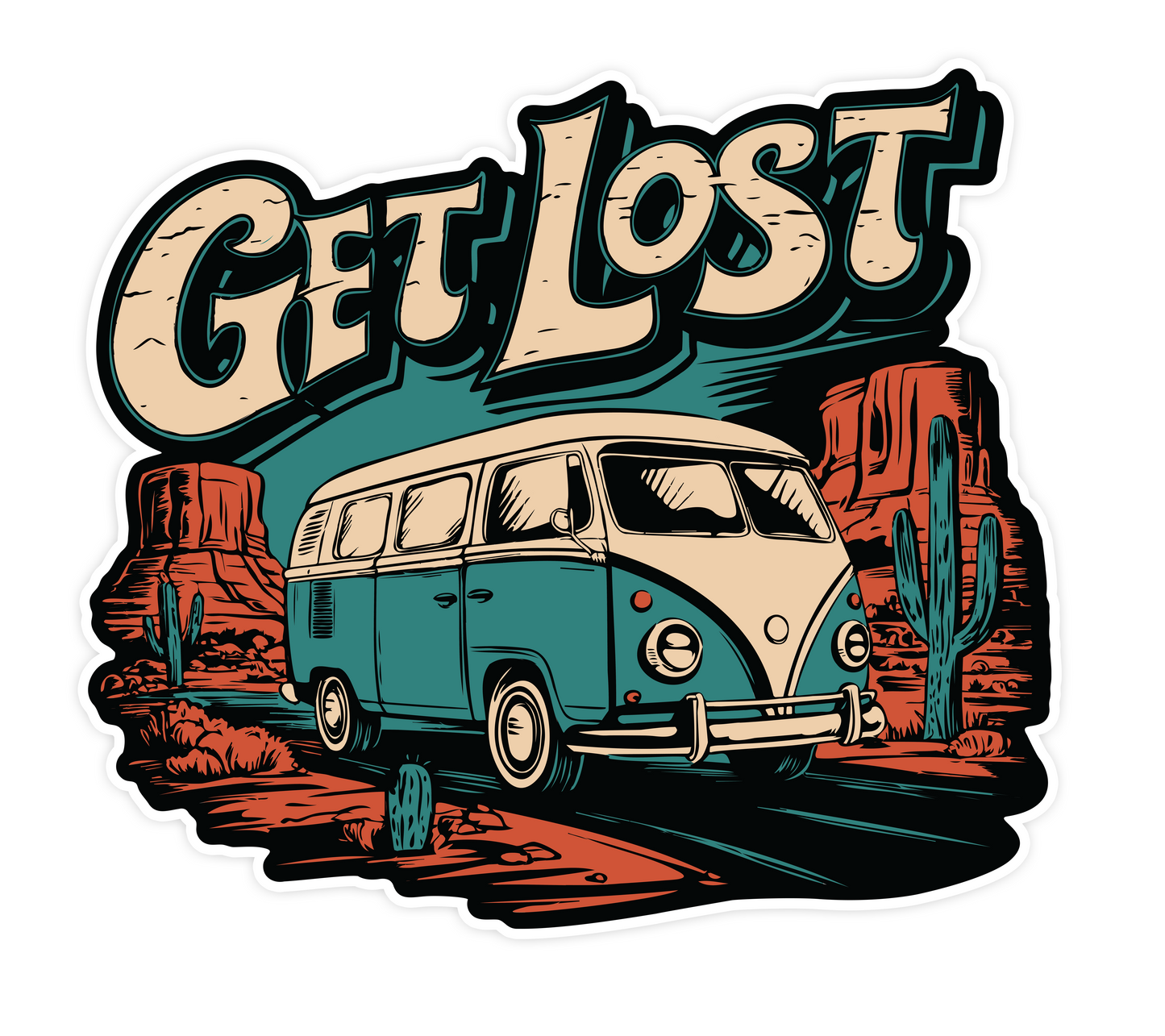 Vanlife Nomad Sticker 4 Pack - 3.5" Camper Van Vinyl Decal Stickers Retro RV Caravan Camping Roadtrip Travel Waterproof Decals Bundle