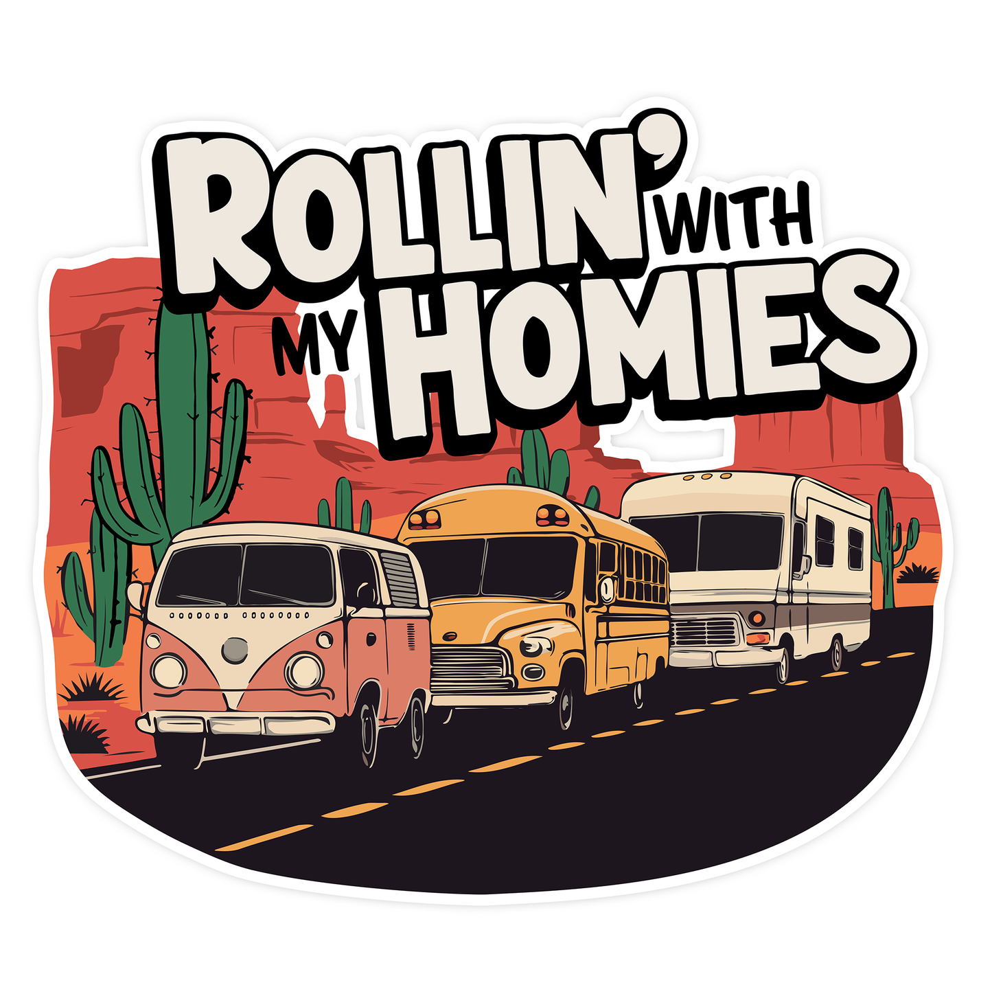 Vanlife Nomad Sticker 4 Pack - 3.5" Camper Van Vinyl Decal Stickers Retro RV Caravan Camping Roadtrip Travel Waterproof Decals Bundle