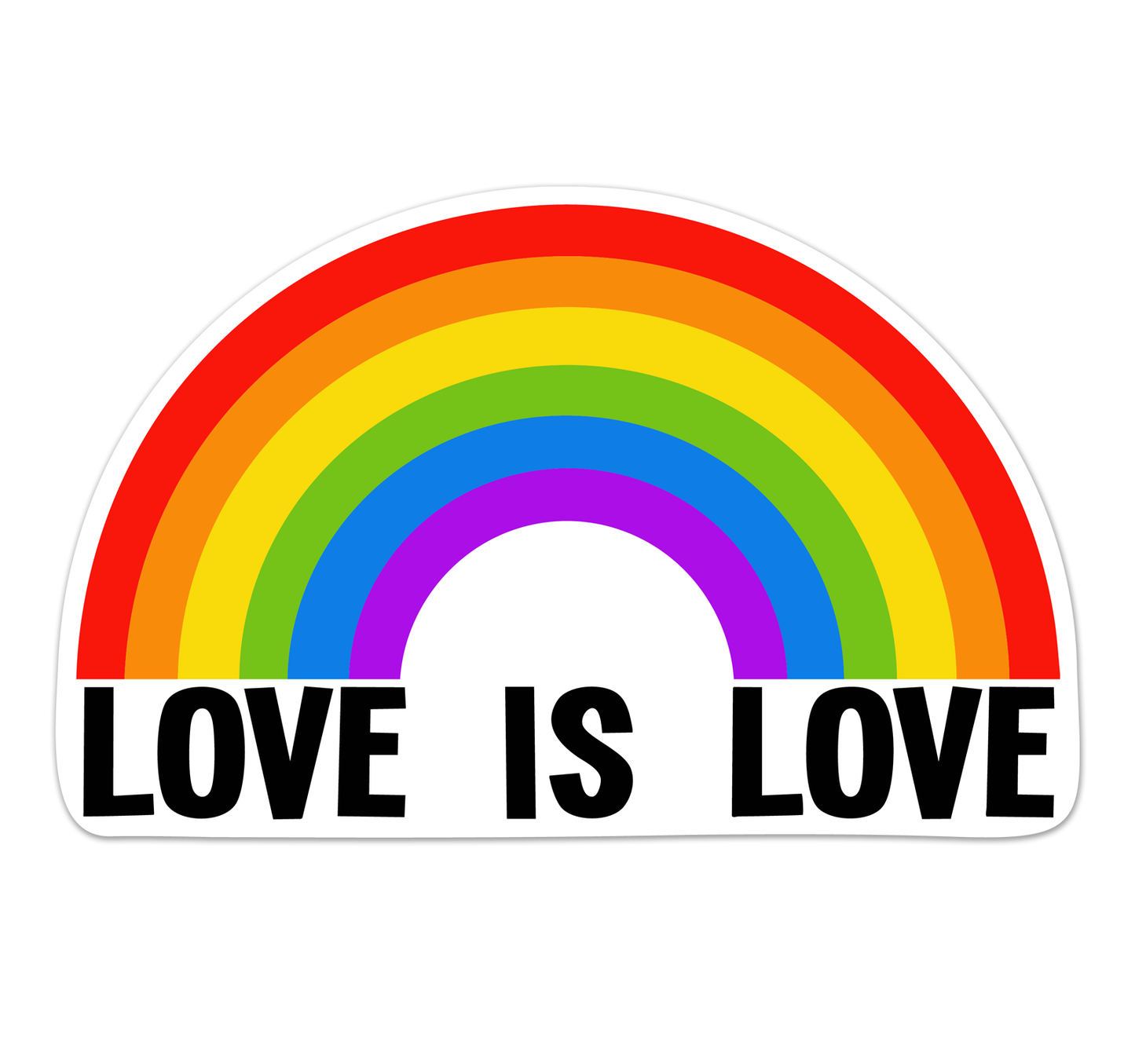 Love Is Love Rainbow Vinyl Sticker - 3" Pride Month Rainbows LGBTQIA+ Decals for Equal Rights, Activism, Ally Waterproof Outdoor Stickers