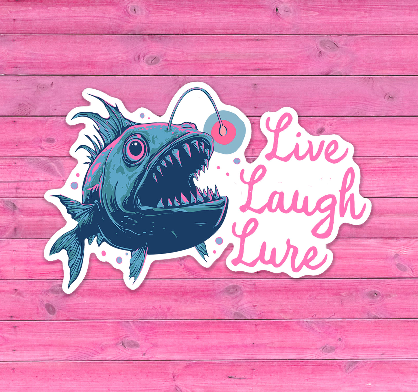 Anglerfish Live Laugh Lure Sticker - Deep Sea Angler Fish Decal Stickers