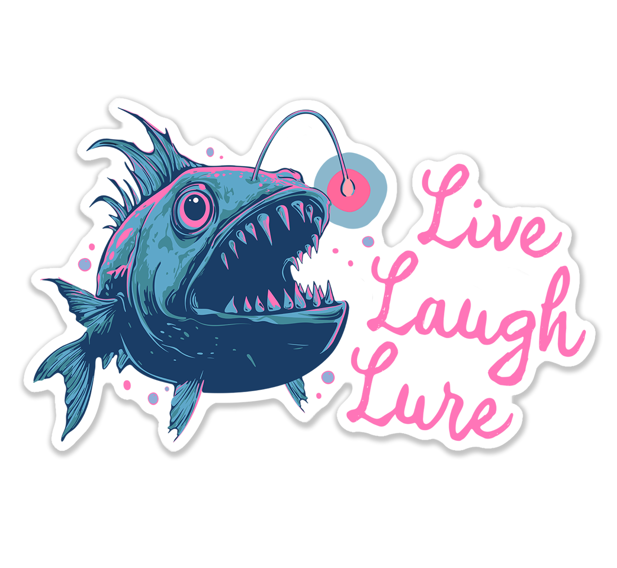 Anglerfish Live Laugh Lure Sticker - Deep Sea Angler Fish Decal Stickers