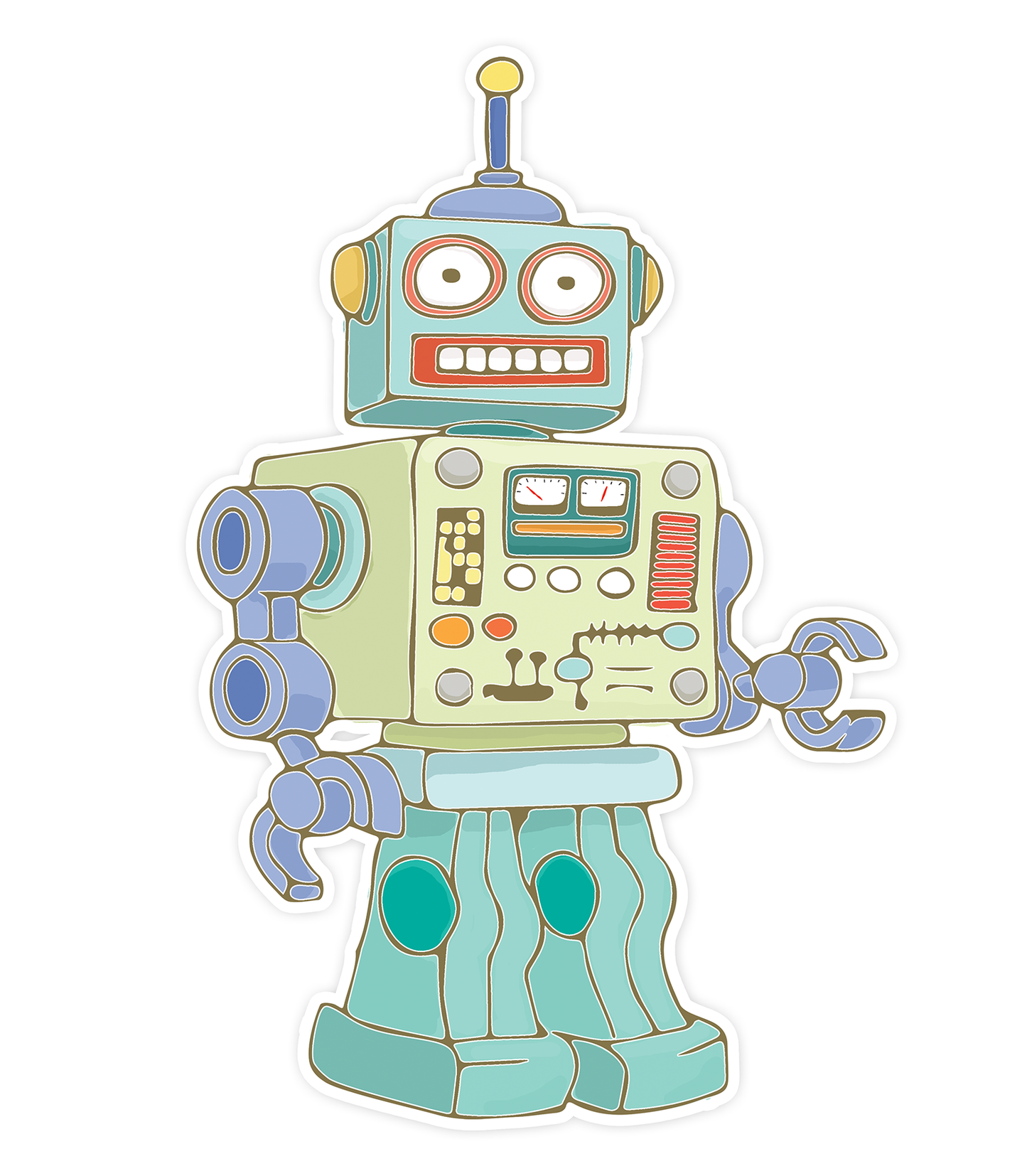 Retro Robot Sticker - Waterproof, Fade-Resistant Decal Stickers Colorful Robots