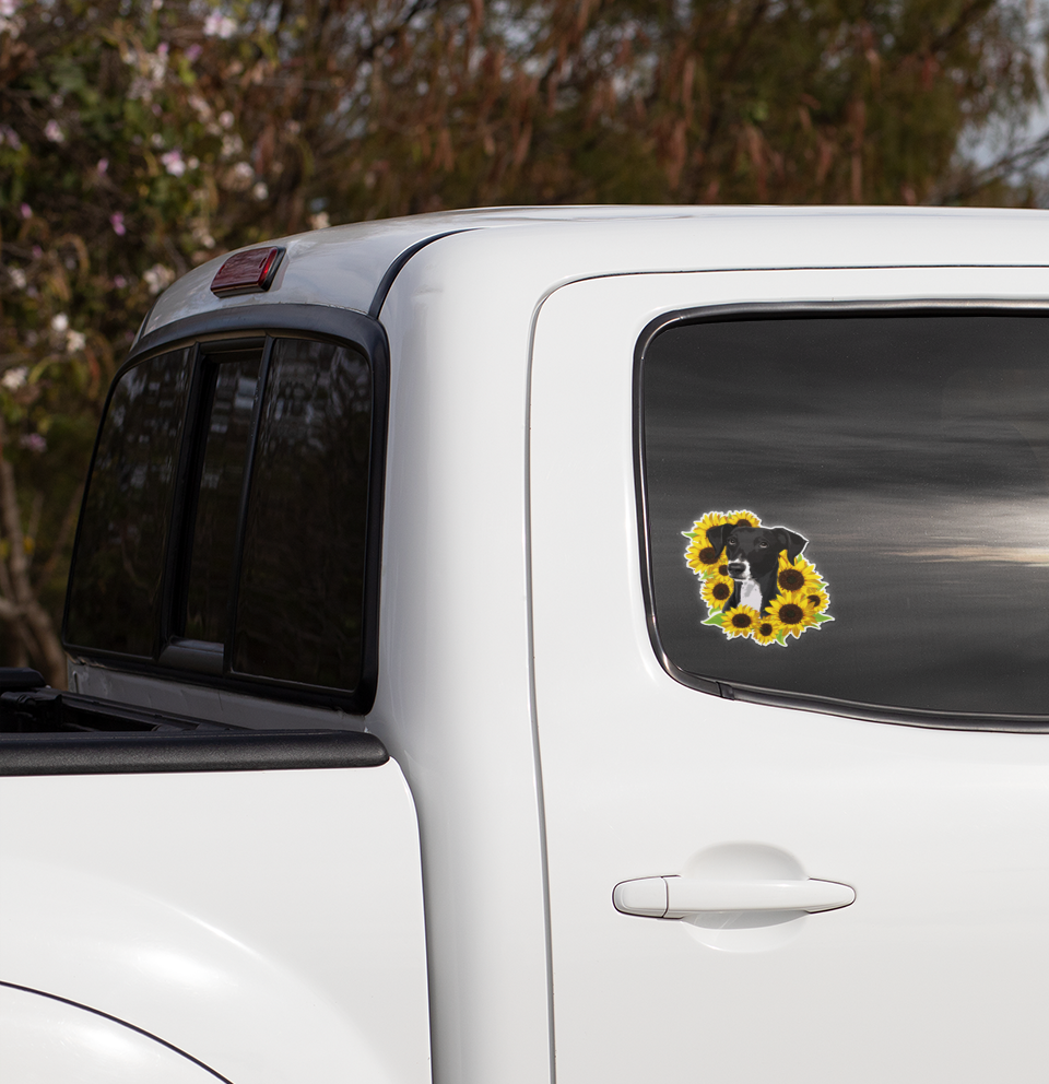 Marley Black Lab Dog Sunflowers Sticker - Waterproof, Fade-Resistant Labrador Retriever Dogs Decal Stickers