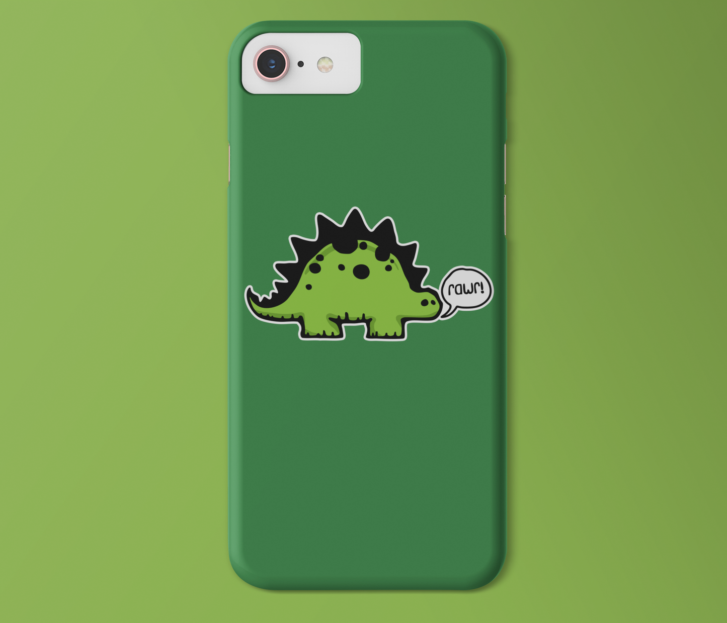 Rawr! Dino Dinosaur Sticker - Waterproof, Fade-Resistant Stegosaurus Green Dinosaurs Decal Stickers