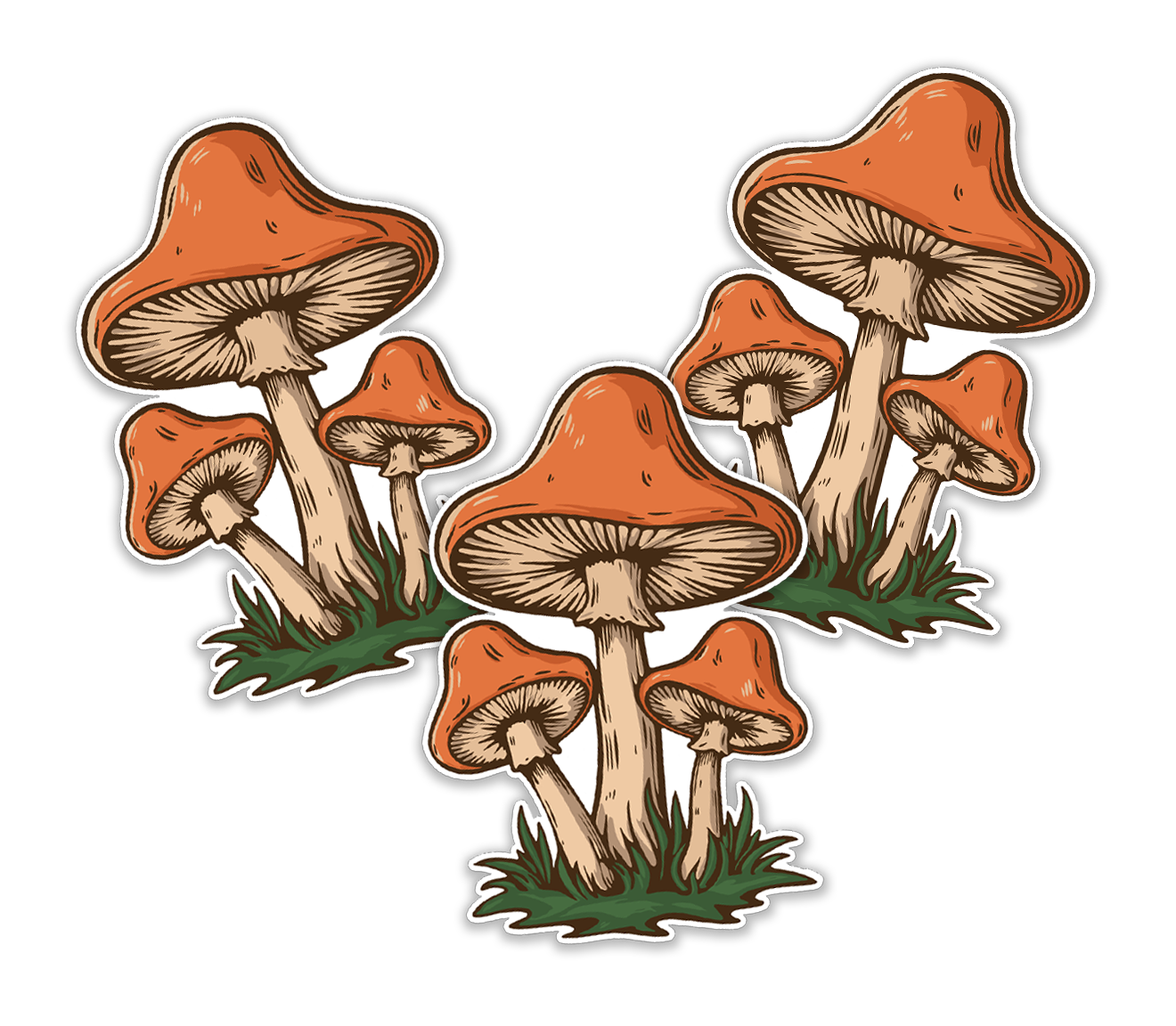 Retro Mushroom Sticker, 3" Orange Mushrooms Vinyl Decal Stickers 70s Shrooms Waterproof Decals for Car, Water Bottle, Laptop 1970s Vibe