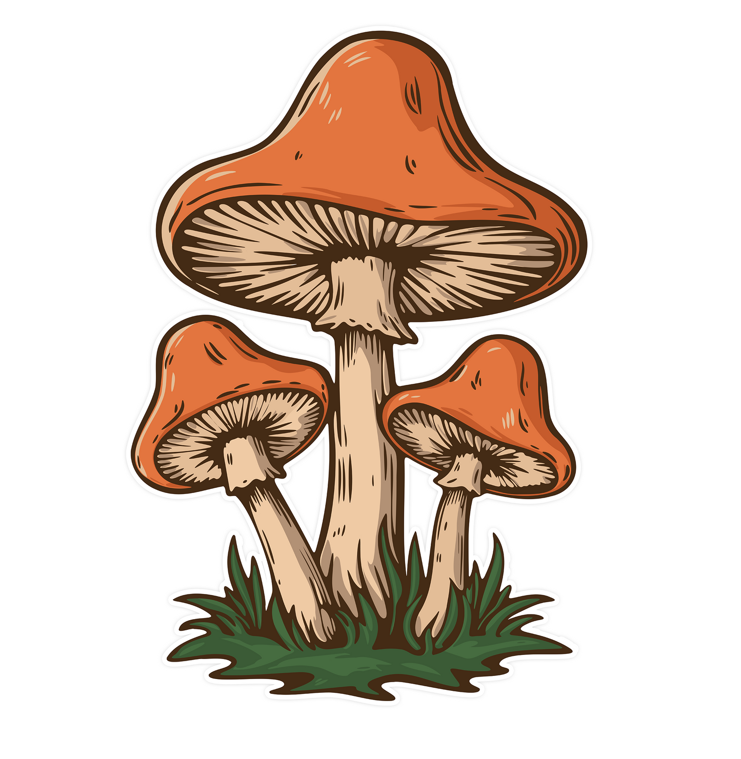2" Retro Mushroom Stickers 5 & 10 Pack, Small Orange Mushrooms Vinyl Decal Sticker 70s Shrooms Waterproof Decals Car, Water Bottle, Laptop