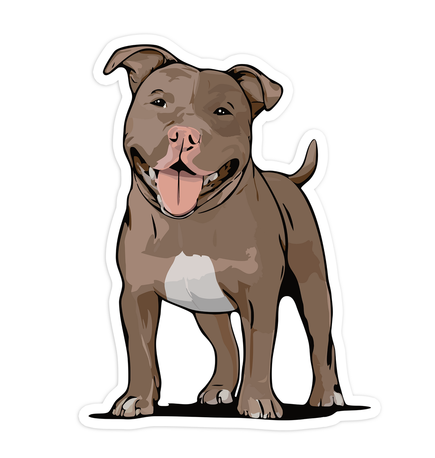 Pit Bull Terrier Dog Sticker - 3.5" Pitbull Vinyl Decal Stickers Brown Puppy Dogs Design Waterproof Cute Pittie Pup Pet Decals, Suitcase Car