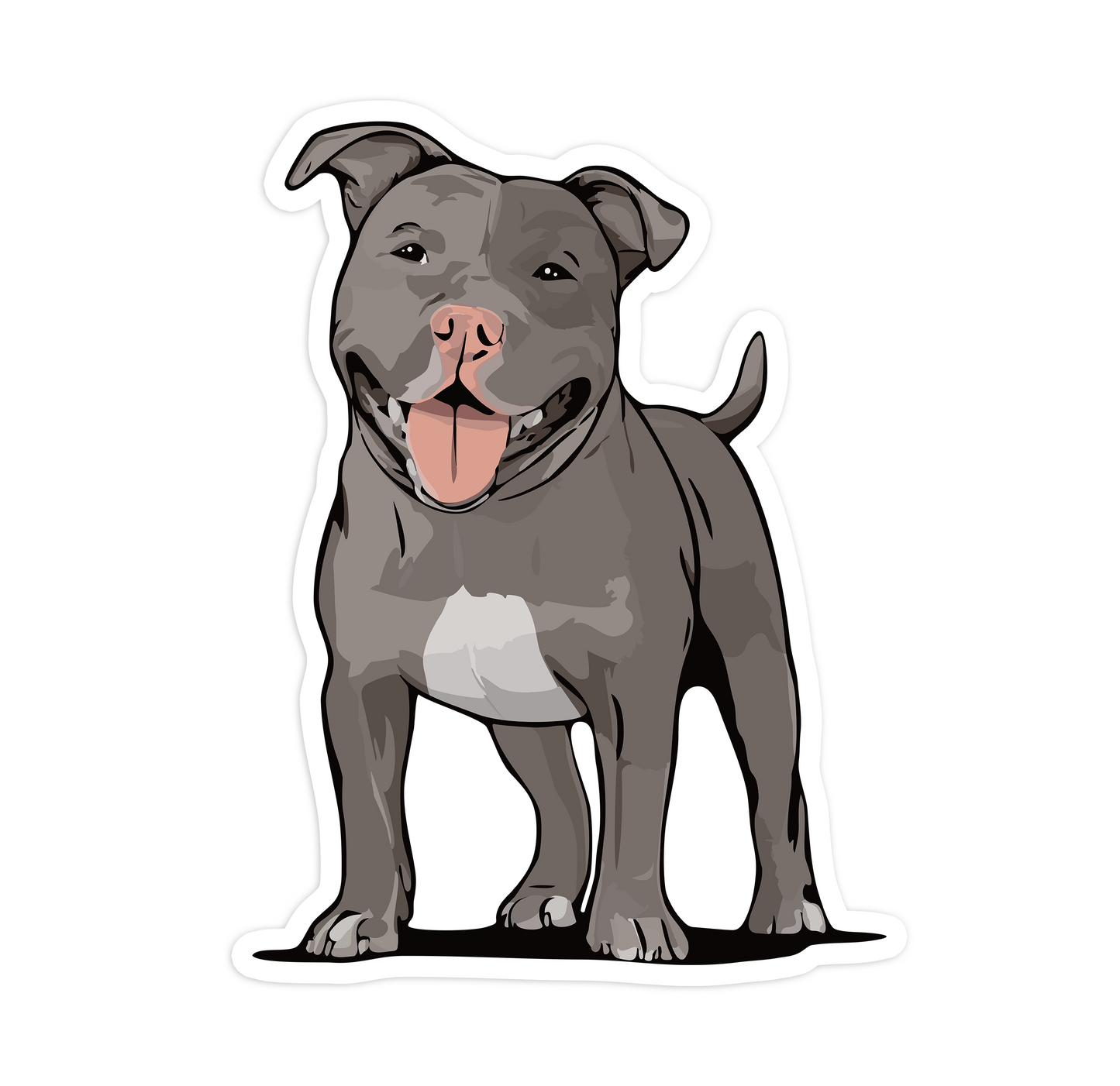 Pit Bull Terrier Dog Sticker - 3.5" Gray Pitbull Vinyl Decal Stickers Puppy Dogs Design Waterproof Cute Pittie Pup Pet Decals