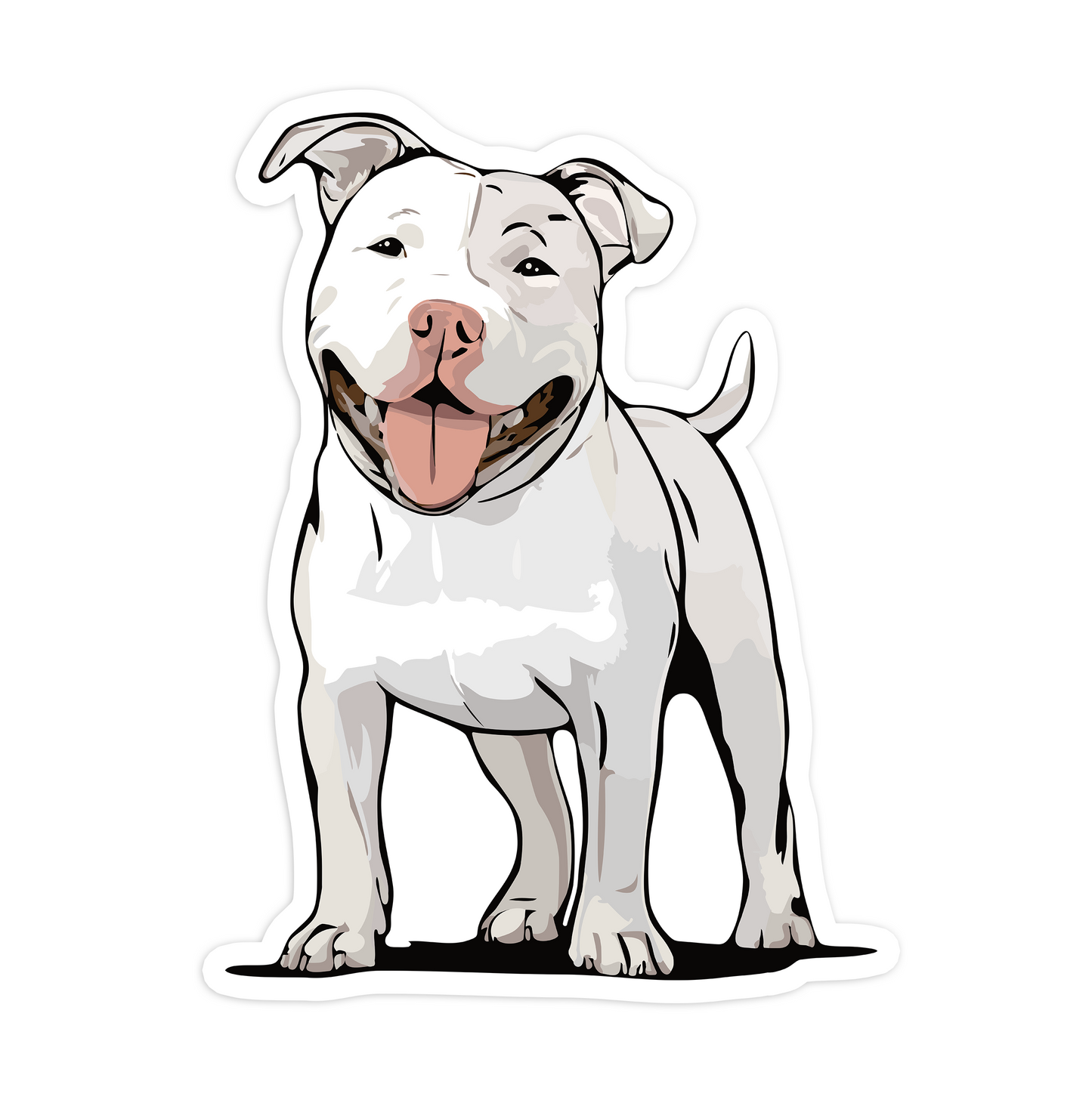 Pit Bull Terrier Dog Sticker - 3.5" White Pitbull Vinyl Decal Stickers Puppy Dogs Design Waterproof Cute Pittie Pup Pet Decals
