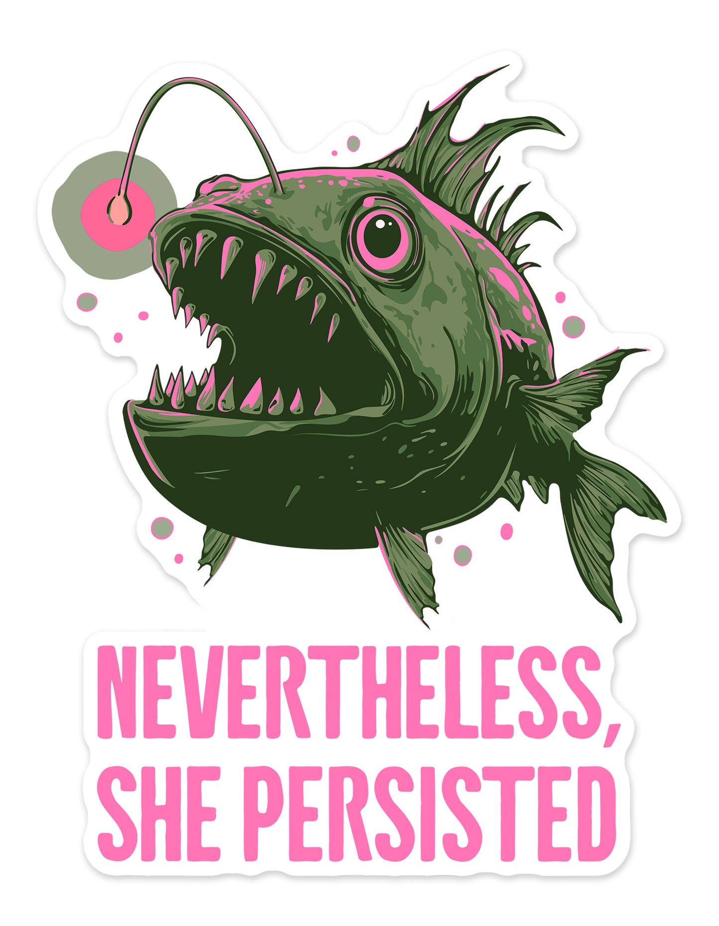 Deep Sea Anglerfish Funny Sticker 5 Pack - Waterproof Decal Stickers Feminist Motivational Angler Fish