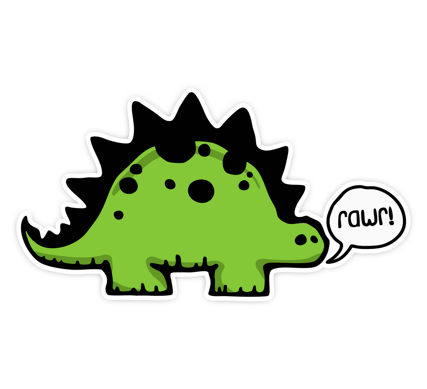 Rawr! Dino Dinosaur Sticker - Waterproof, Fade-Resistant Stegosaurus Green Dinosaurs Decal Stickers