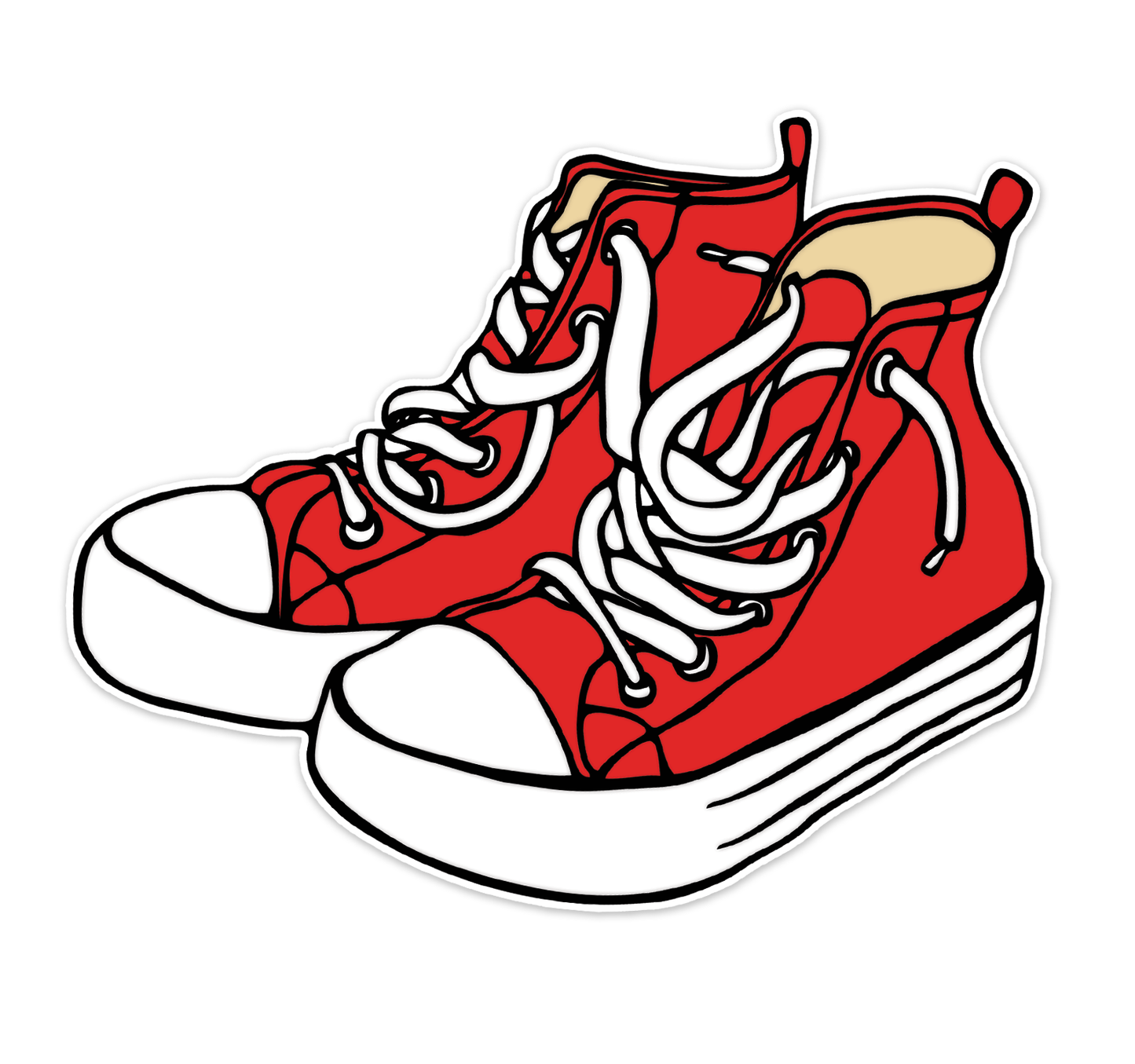Classic Red Sneaker Shoe Sticker - Retro Sneakers Shoes Decal Stickers