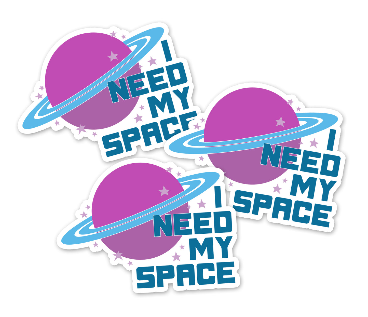 I Need My Space Sticker - 3" Waterproof, Fade-Resistant Decal Stickers Introvert Outerspace
