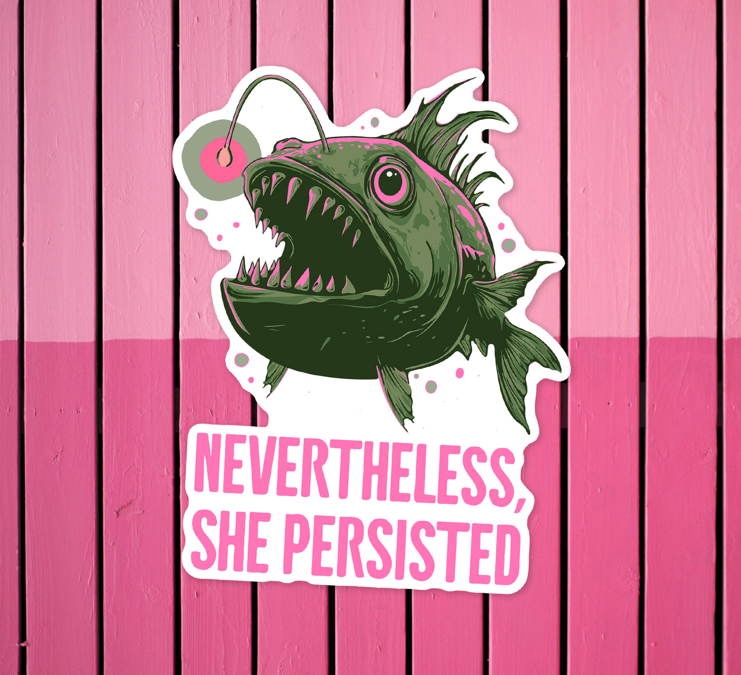 Deep Sea Anglerfish Funny Sticker 5 Pack - Waterproof Decal Stickers Feminist Motivational Angler Fish