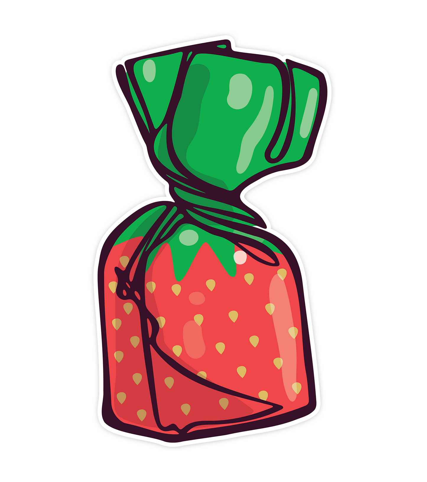 Strawberry Hard Candy Sticker, 3" Retro Candy Strawberries Vinyl Decal Stickers, Nostalgic Candies Waterproof Outdoor Decals, Laptop, Car