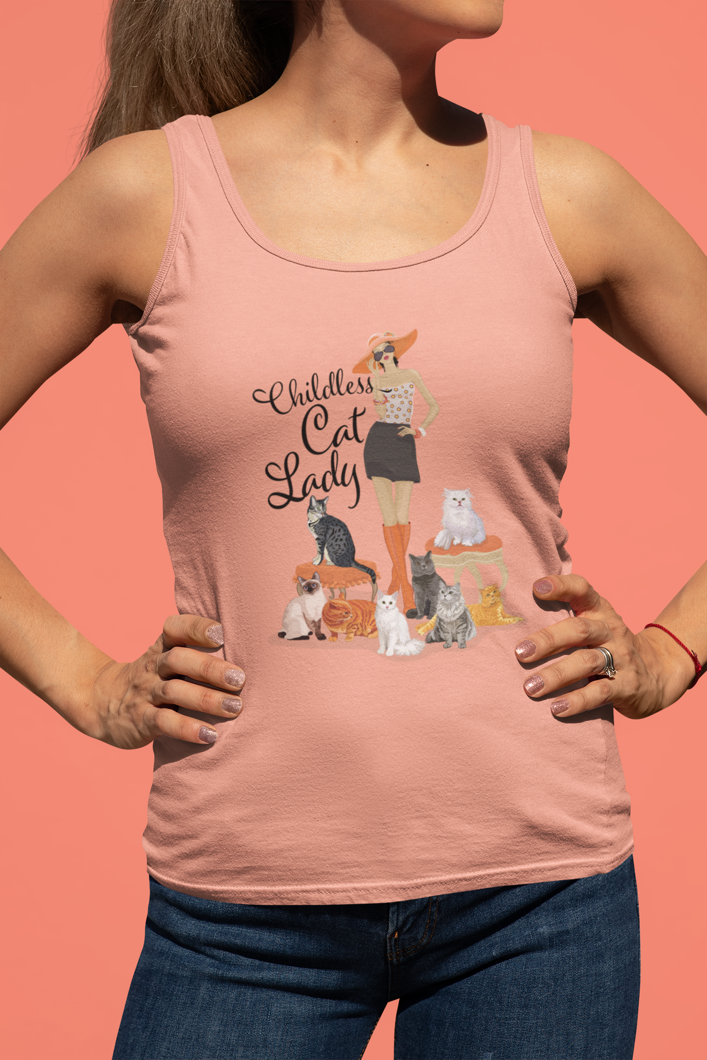 Childless Cat Lady Women's Racerback Tank Top - Crazy Cat Ladies Cat Mom Tank Top