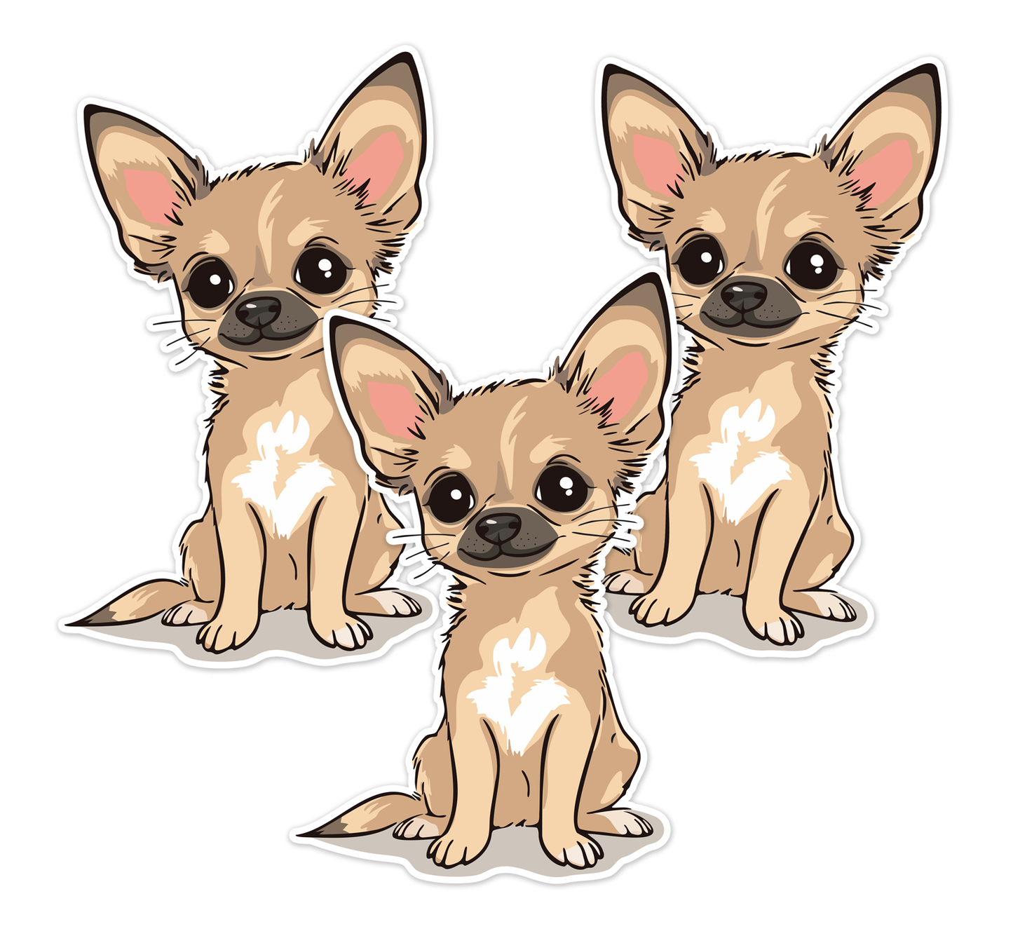 Twila Chihuahua Puppy Dog Sticker - Waterproof, Fade-Resistant Decal Stickers Tan Short Coat Chihuahuas Dogs