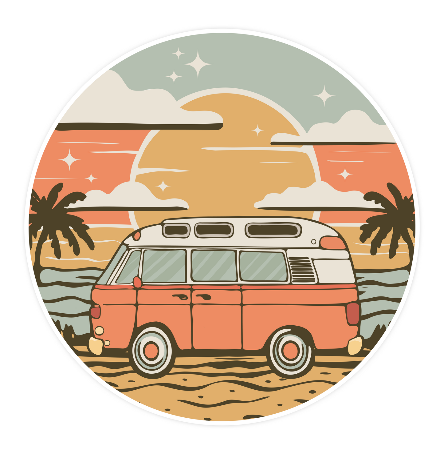 Vanlife Nomad Sticker 4 Pack - 3.5" Camper Van Vinyl Decal Stickers Retro RV Caravan Camping Roadtrip Travel Waterproof Decals Bundle