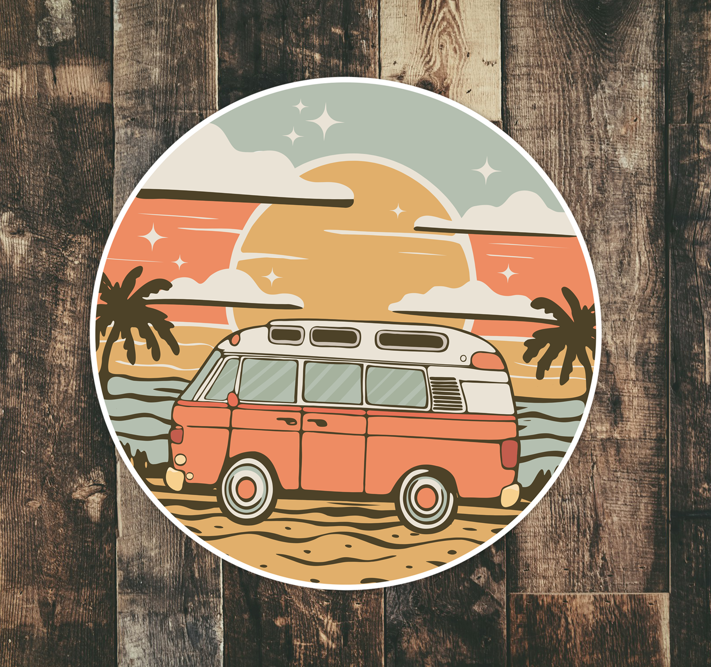 4" Vintage Van Dreams Sticker - Waterproof, Fade-Resistant Vanlife Travel Camper Vans Decal Stickers