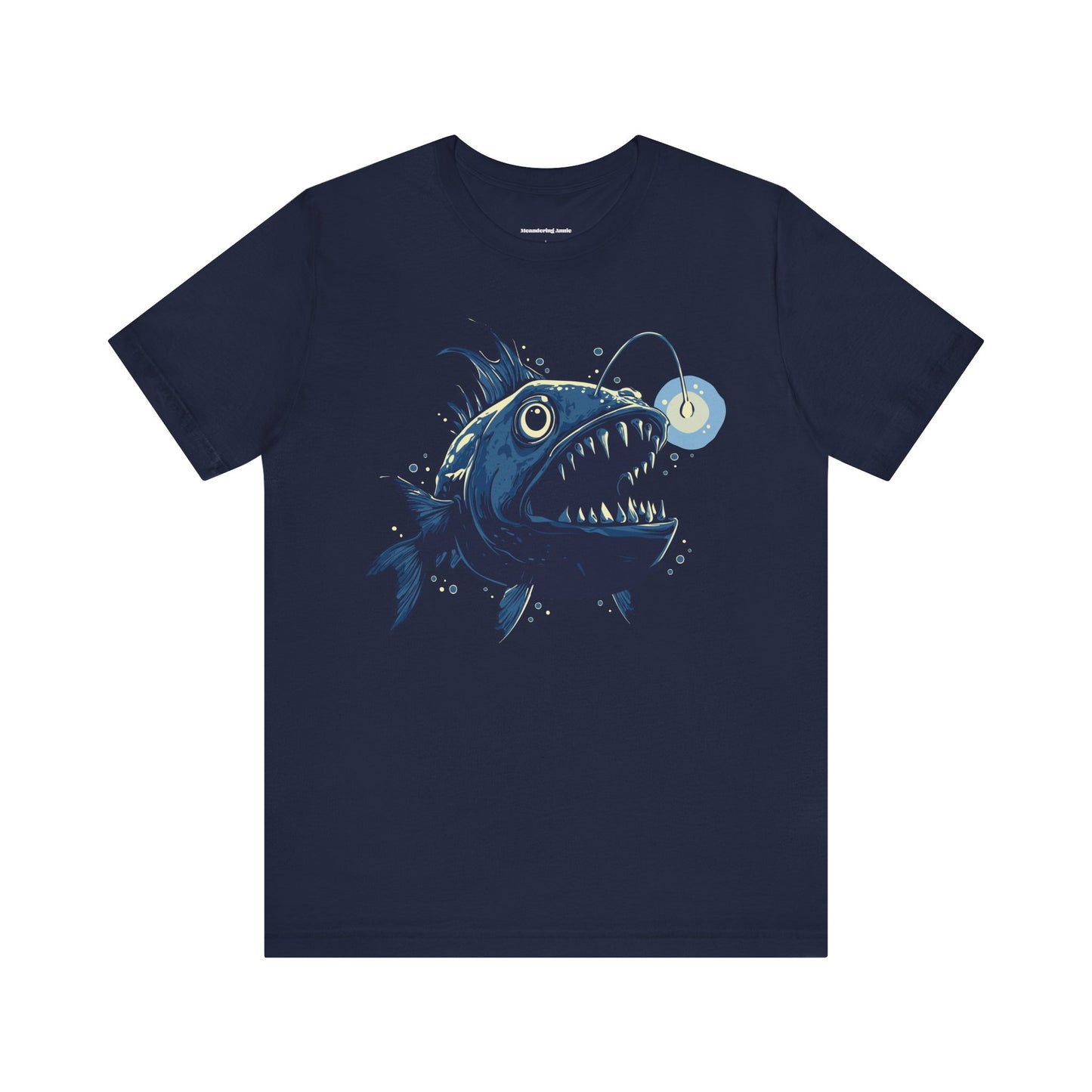 Deep Sea Anglerfish T-shirt, Ocean Life Angler Fish Bioluminescent Lure Tee - Short Sleeve Cotton Tees Mens Womens Unisex