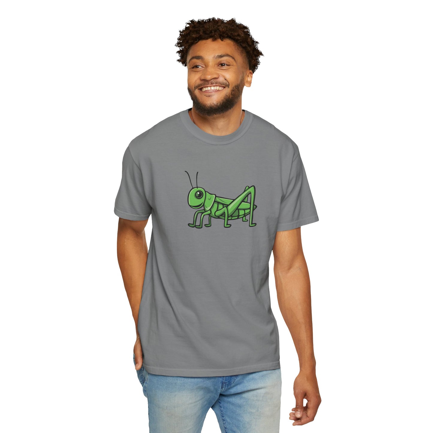 Grasshopper T-shirt Unisex Garment-Dyed Tee with Grass Hopper Bug Insect Print Mens Womens Tshirt