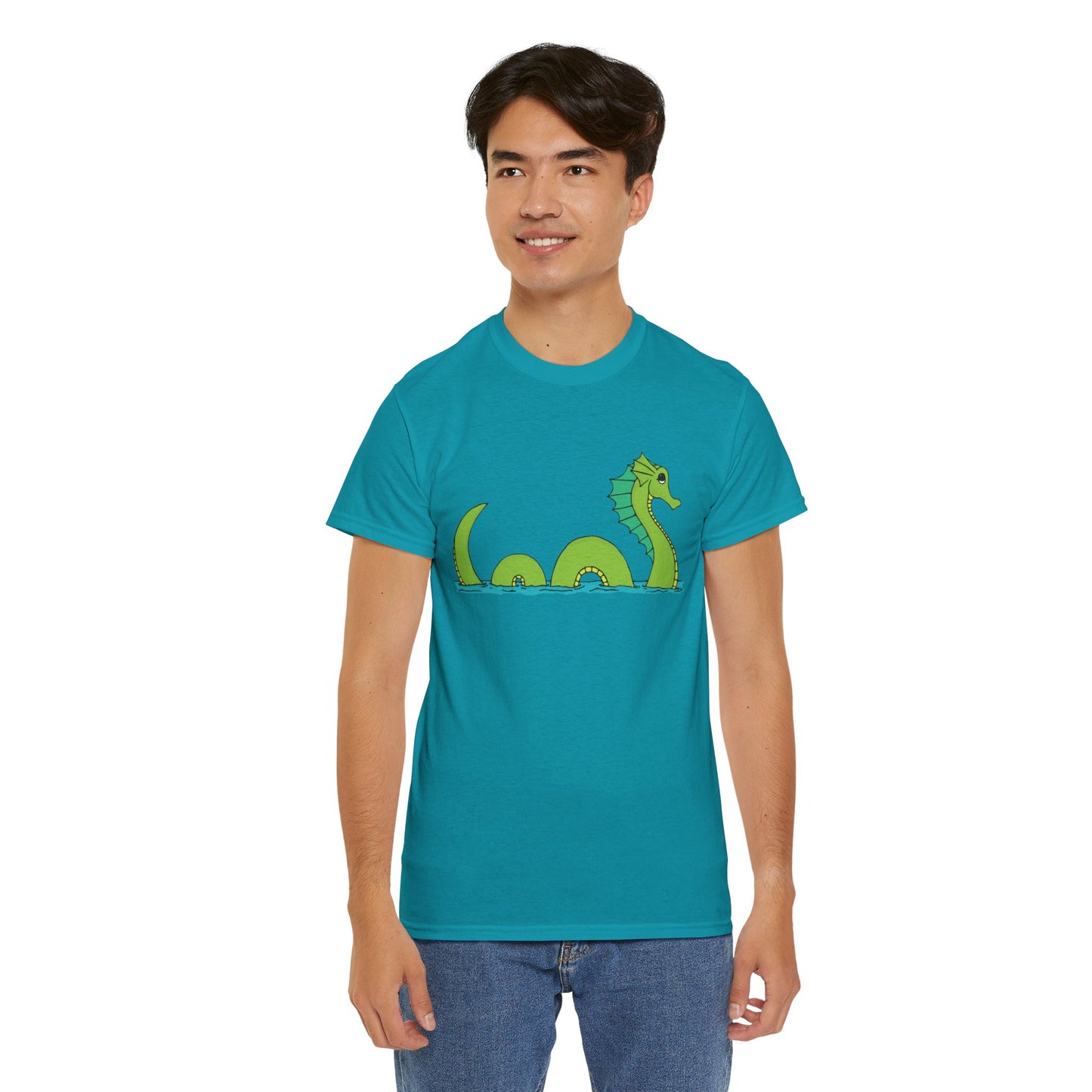 Sea Serpent T-shirt Unisex Heavy Cotton Tee - Mens Womens Loch Ness Sea Monster