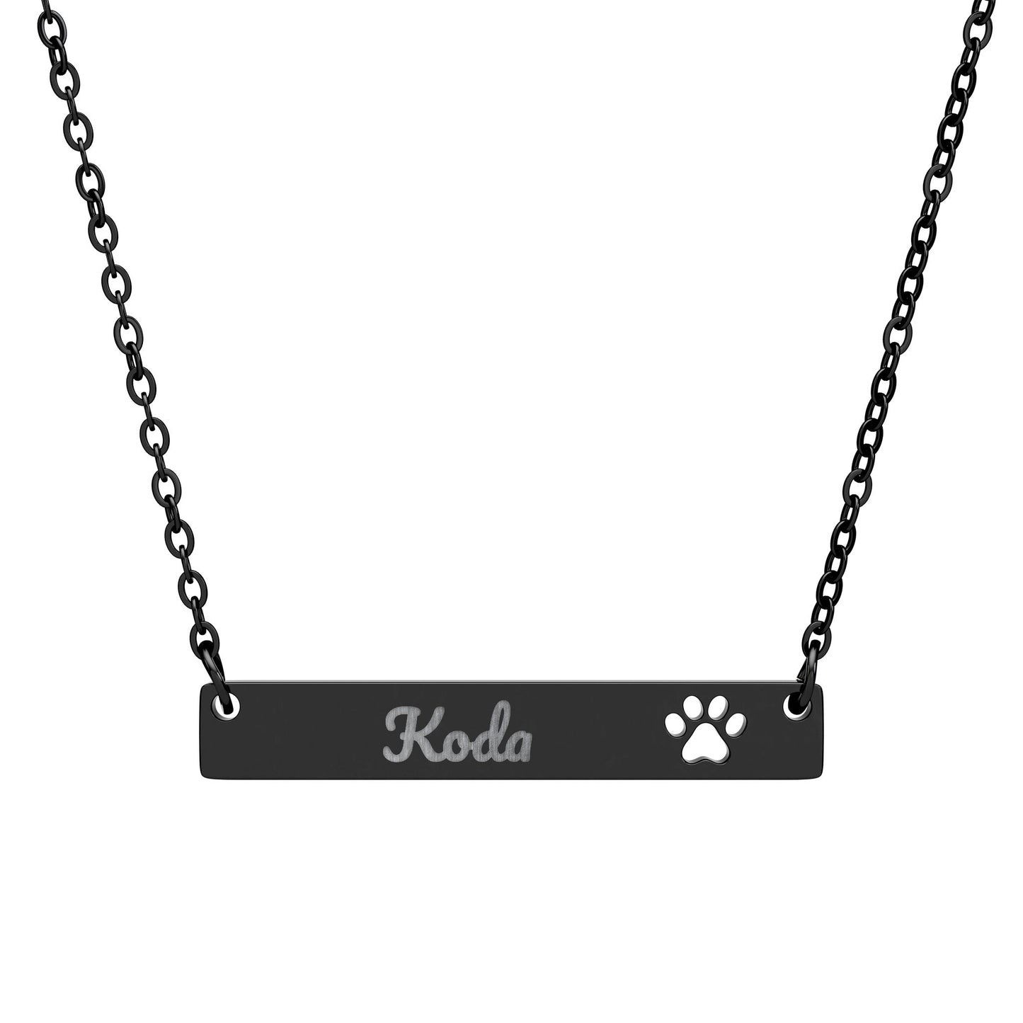 Personalized Engraved Paw Bar Necklace for Pet Lovers, Customizable Cat Dog Jewelry, Custom Animal Lover Gift, Memorial Name Necklace