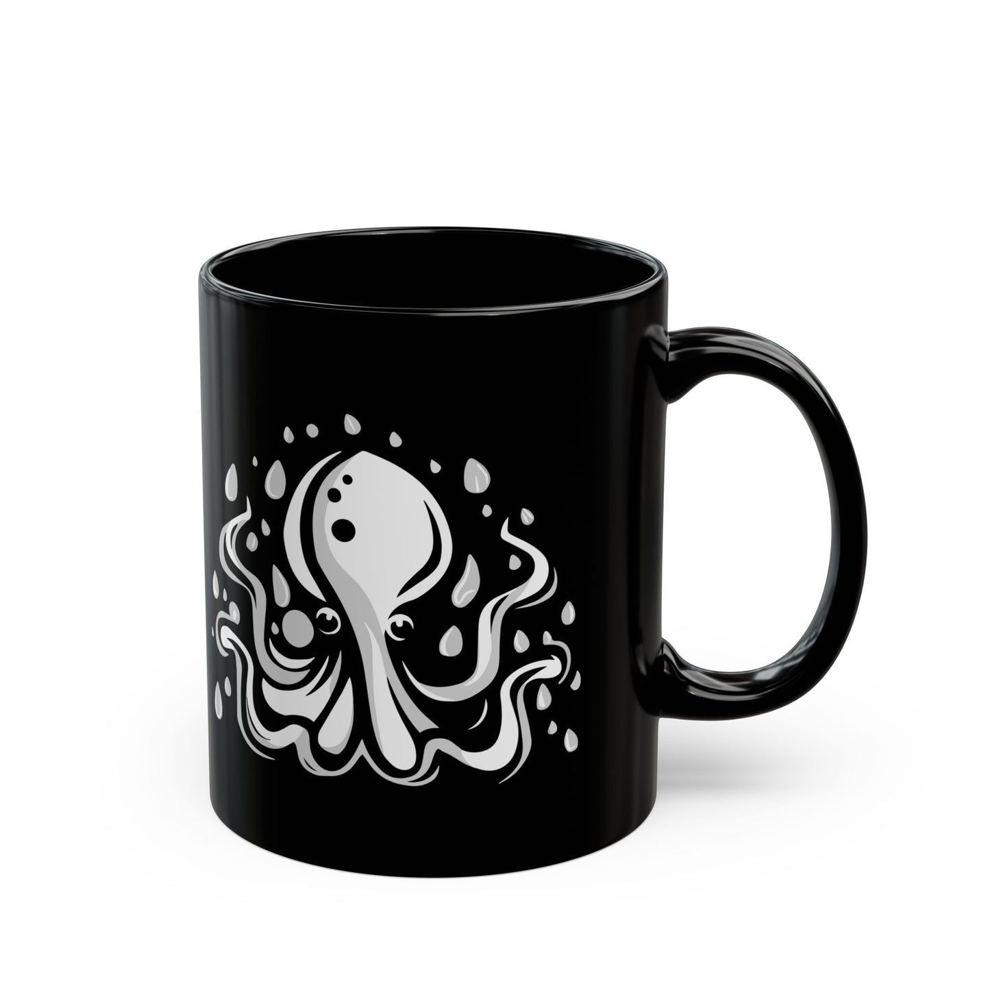 Elusive Octopus Sea Animal Black Ceramic Coffee Tea Mug 11oz - Coffee Cup with Octopus Design