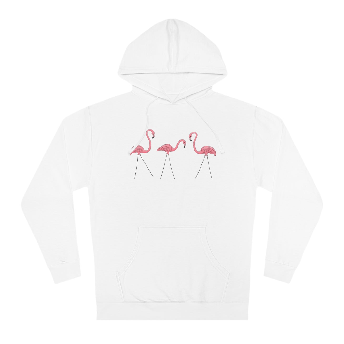 Pink Plastic Flamingos Hoodie Unisex Pullover Hooded Sweatshirt with Lawn Flamingo Design