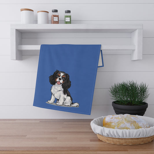 Tricolor Cavalier King Charles Spaniel Dog Tea Towel, Kitchen Decor Hand Towels, Puppy Dogs Home Kitchenware