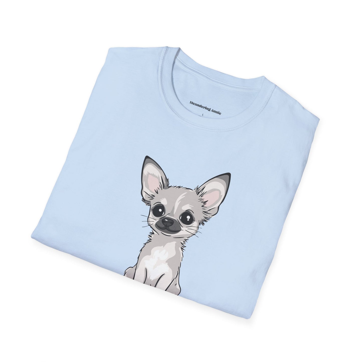 White Chihuahua Puppy Dog T-Shirt - Mens Womens Unisex Cotton Chihuahuas Dogs Pet Short Sleeve Tee Puppies Design Shirts
