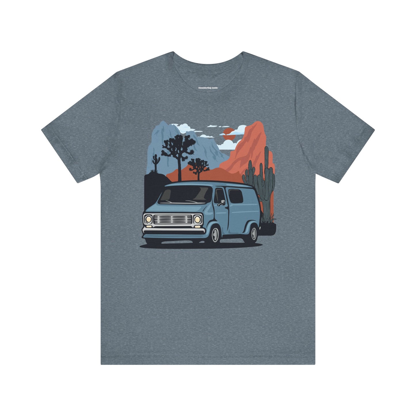 Retro Camper Van T-Shirt | Desert Landscape, Vanlife Cactus Joshua Tree Road Trip Graphic Tee