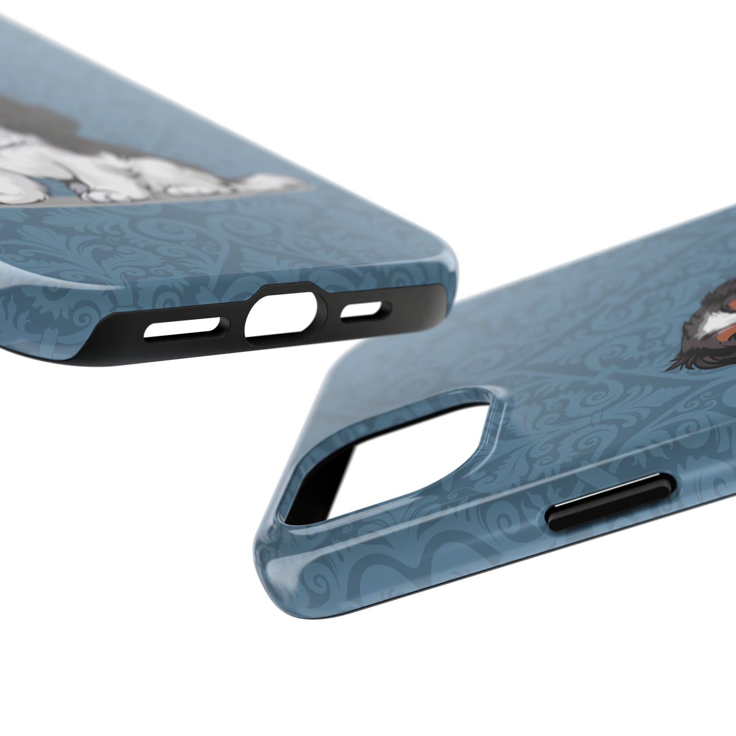 Tricolor Cavalier King Charles Spaniel Dog Phone Case, Tough Phone Cases Pet Dogs Blue Pattern