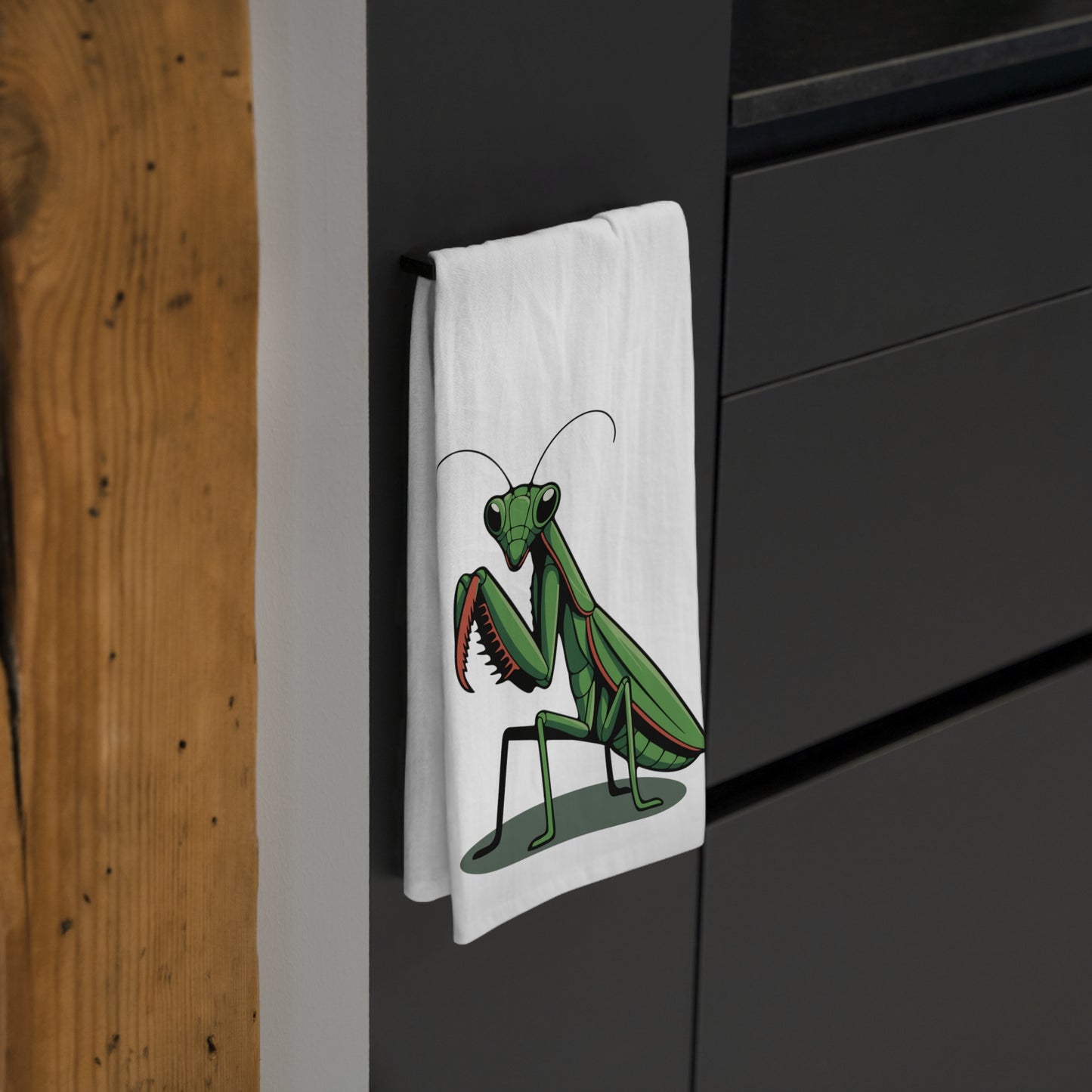 Praying Mantis Tea Towel | Cute Insect Kitchen Linen Hand Towels, Nature Bug Home Decor 100% Cotton