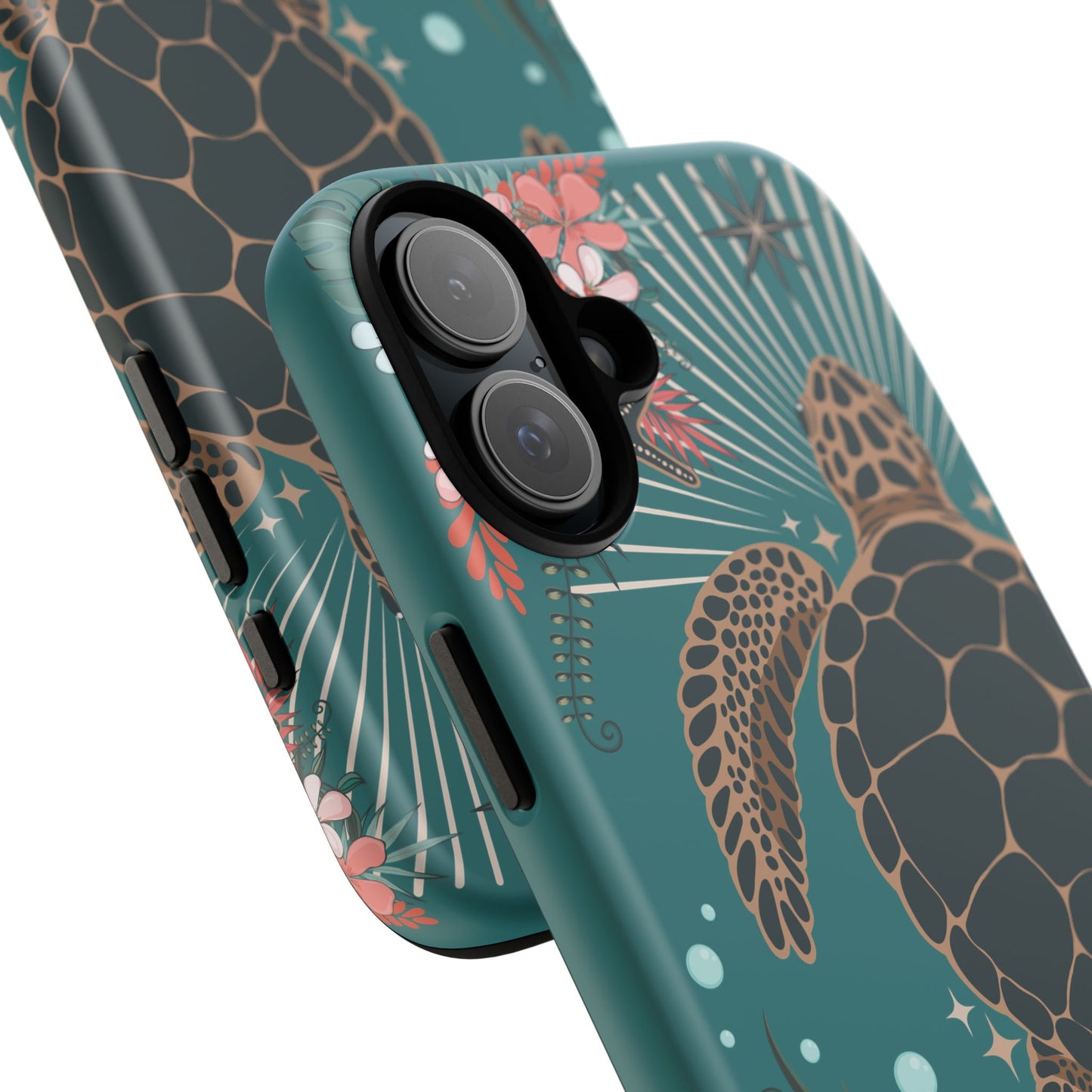 Sea Turtle Illustration Phone Case | Ocean Turtles Coral Floral Pattern Cell Phone Cases - Iphone, Google Pixel, Samsung - Matte Finish