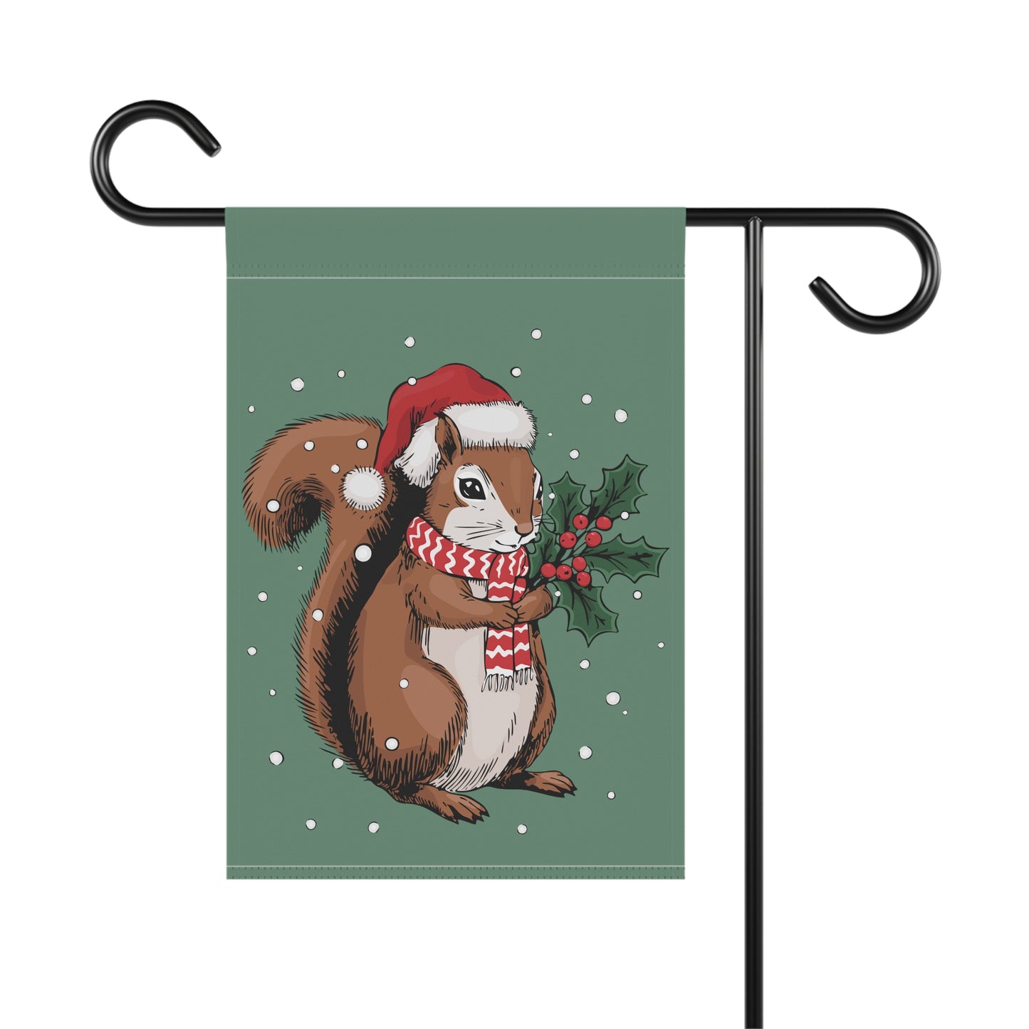 Santa Squirrel Garden Flag, Christmas Decor Yard Banner, Holiday Decorations, Xmas Squirrels Outdoor Flags