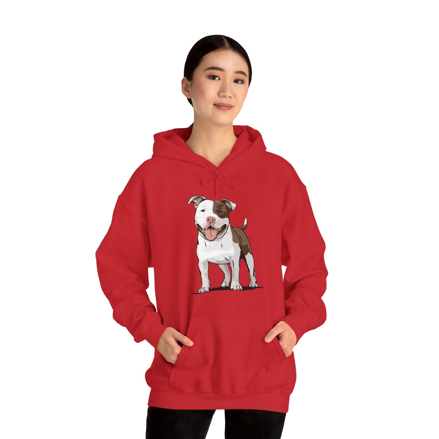 Ollie Dog Pulliver Hoodie Unisex Heavy Blend Hooded Sweatshirt with Pit Bull Dog Pet Design