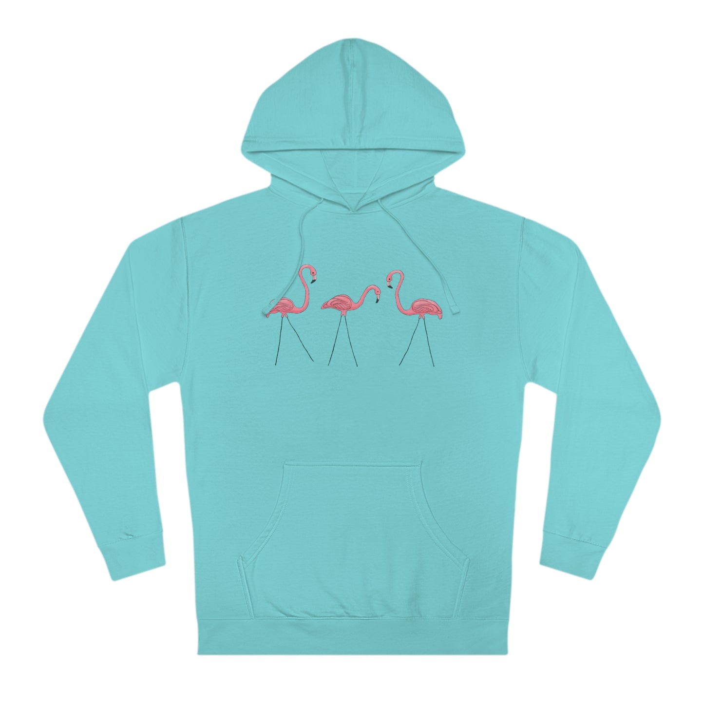 Pink Plastic Flamingos Hoodie Unisex Pullover Hooded Sweatshirt with Lawn Flamingo Design