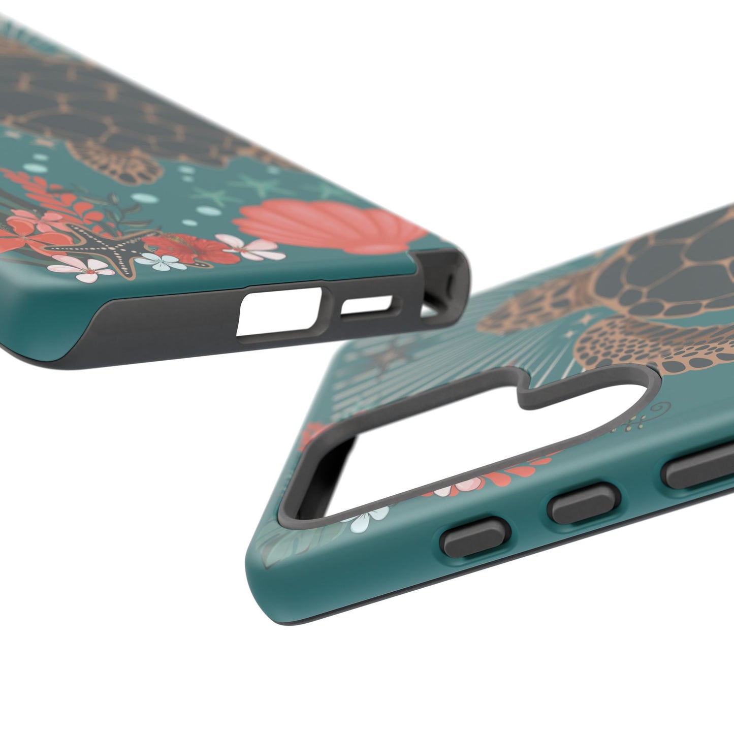 Sea Turtle Illustration Phone Case | Ocean Turtles Coral Floral Pattern Cell Phone Cases - Iphone, Google Pixel, Samsung - Matte Finish