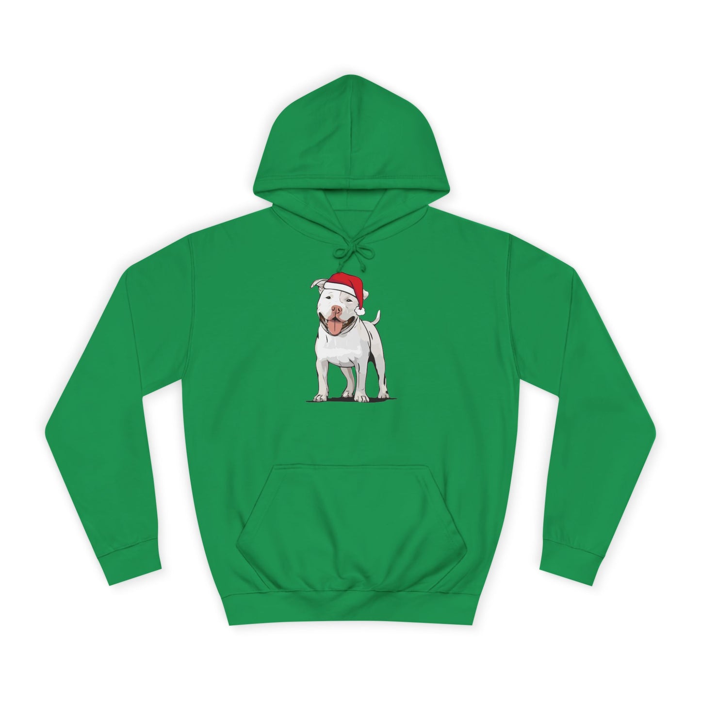 Pit Bull Terrier Dog Holiday Hoodie, Christmas Pullover Hooded Sweatshirt, Xmas Santa White Pitbull Dogs Apparel Hoodies Sweatshirts