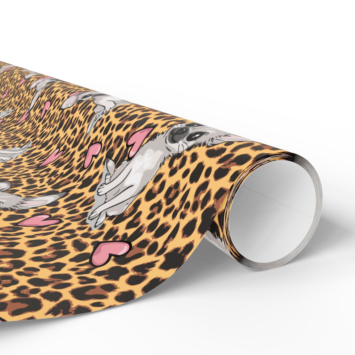 Chihuahua Love Leopard Print Wrapping Paper, Chihuahuas Dog & Hearts Cheetah Pattern Gift Wrap, Birthday Valentine's Day Gifts