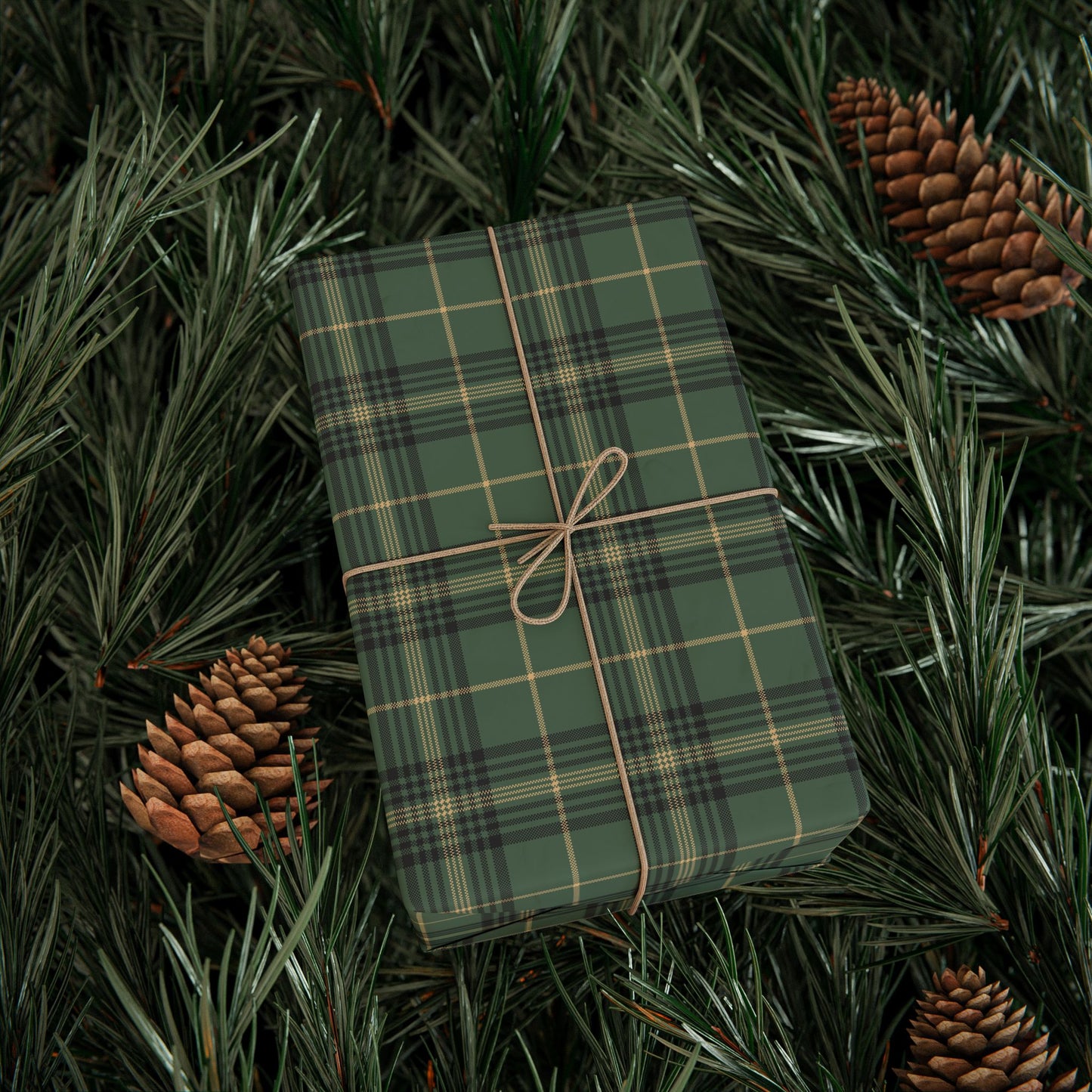 Green Tartan Plaid Wrapping Paper, Christmas Gift Wrap Roll, Holiday Birthday Xmas, Matte Finish 30"×180"
