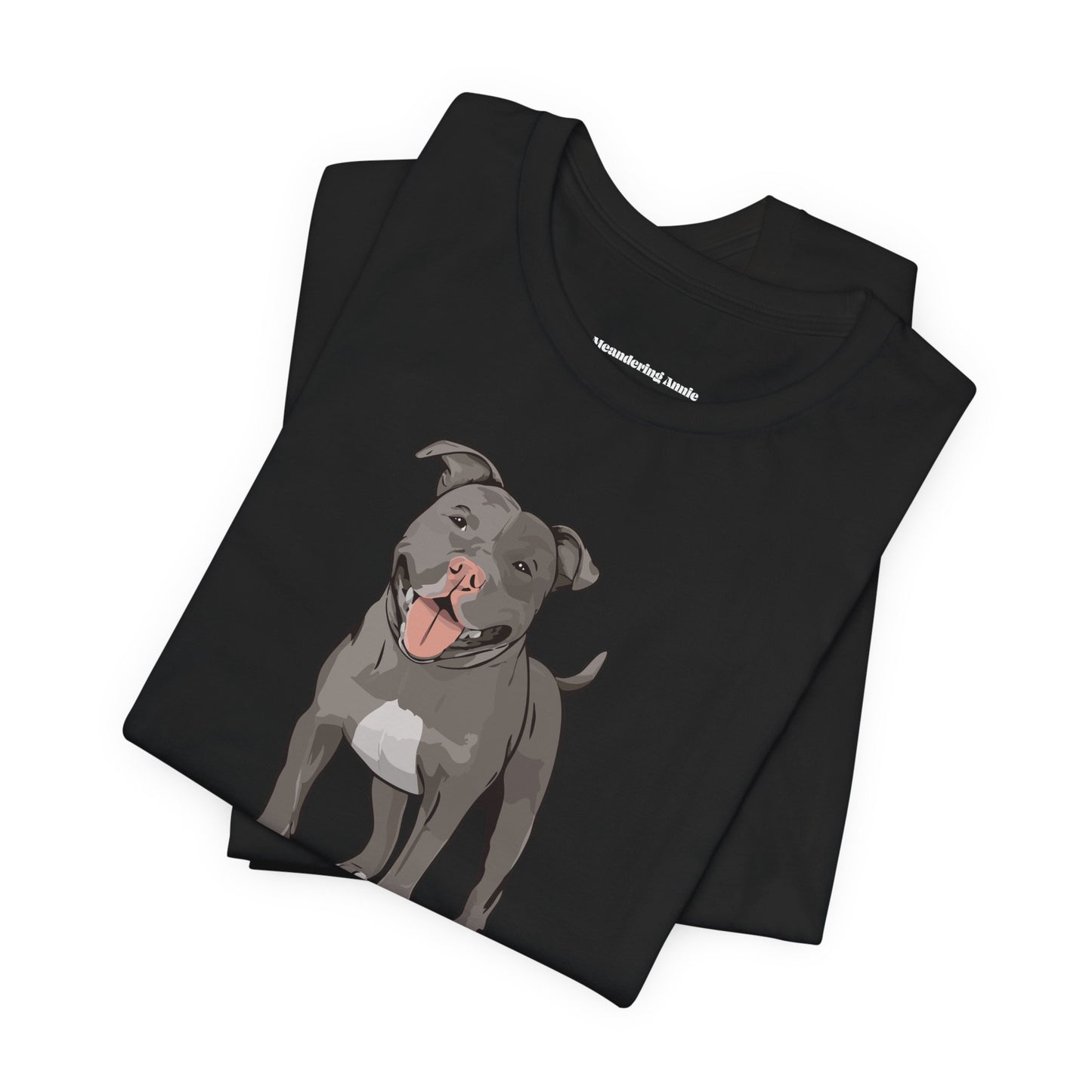 Gray Pitbull Dog T-shirt: Pit Bull Puppy Dogs Unisex Short Sleeve Tee, Pet Owner Gift, Dog Mom Dad Shirt