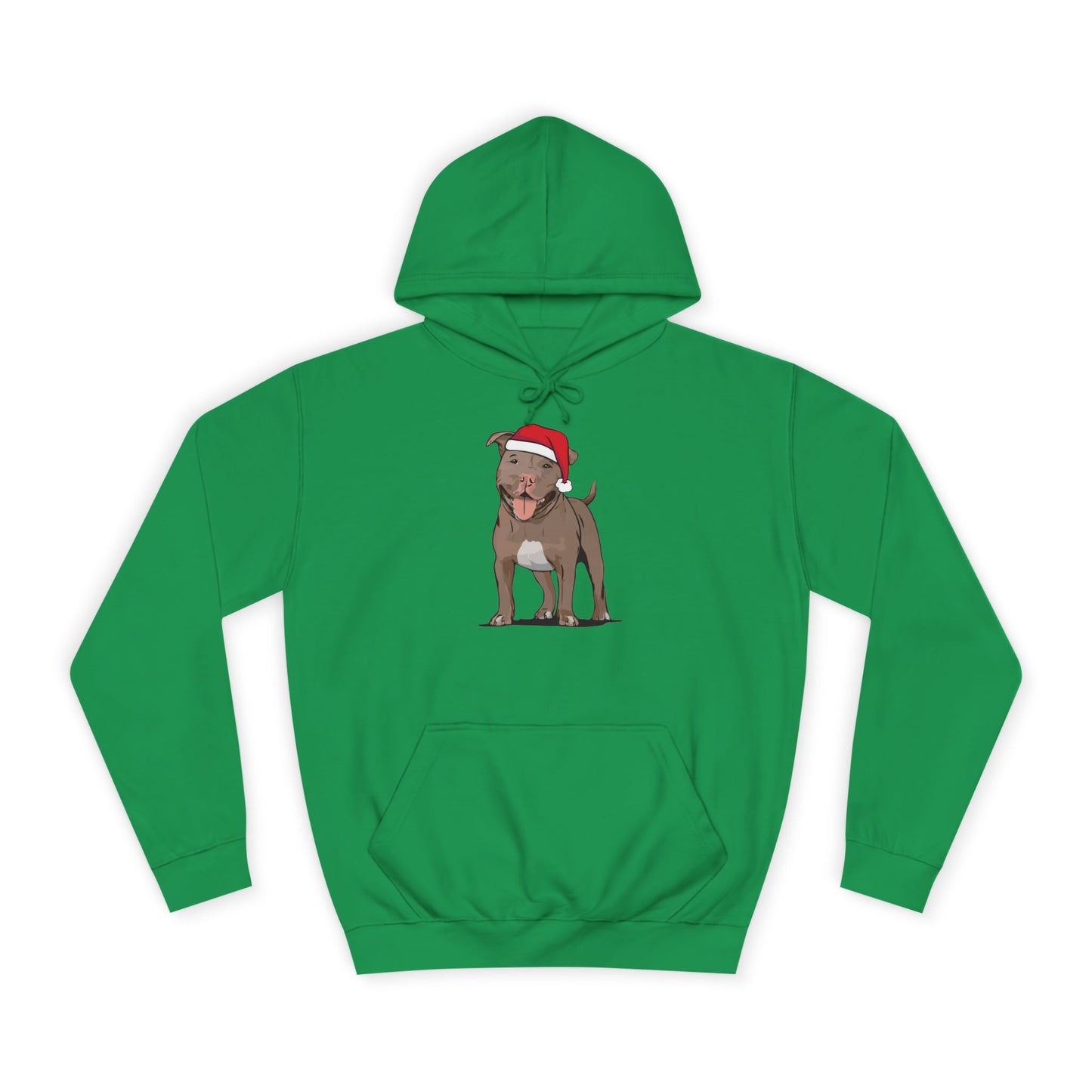 Pit Bull Terrier Dog Holiday Hoodie, Christmas Pullover Hooded Sweatshirt, Xmas Santa Brown Pitbull Dogs Apparel Hoodies Sweatshirts