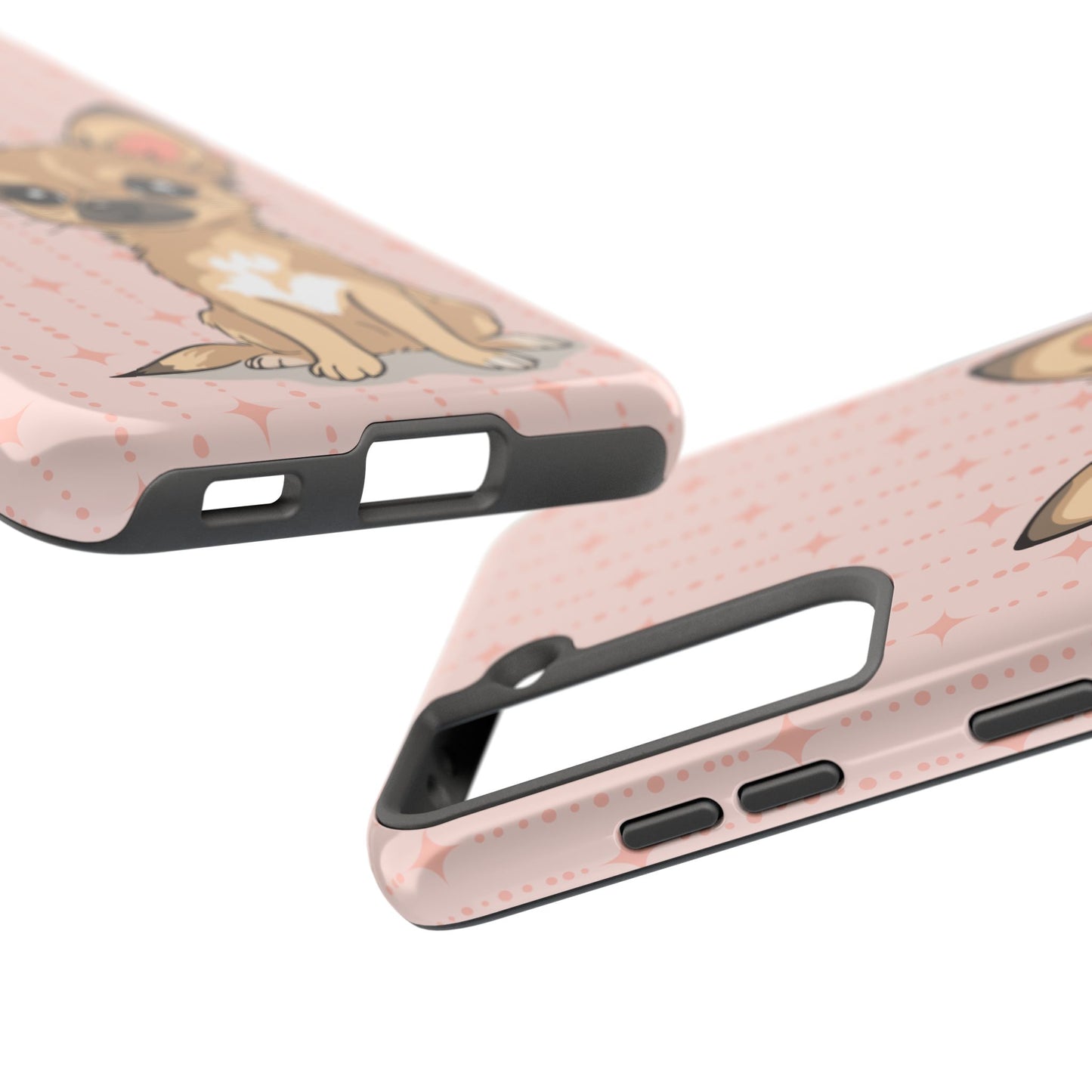Tan Chihuahua Puppy Dog Phone Case, Tough Phone Cases Pet Dogs Retro Pink Pattern
