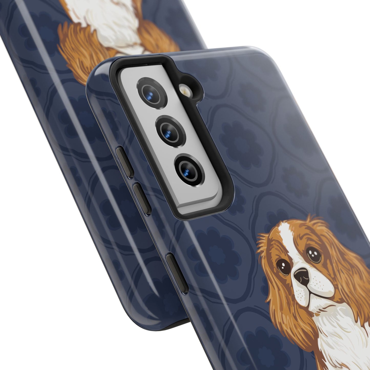 Cavalier King Charles Spaniel Dog Phone Case, Tough Phone Cases Pet Dogs Blue Pattern