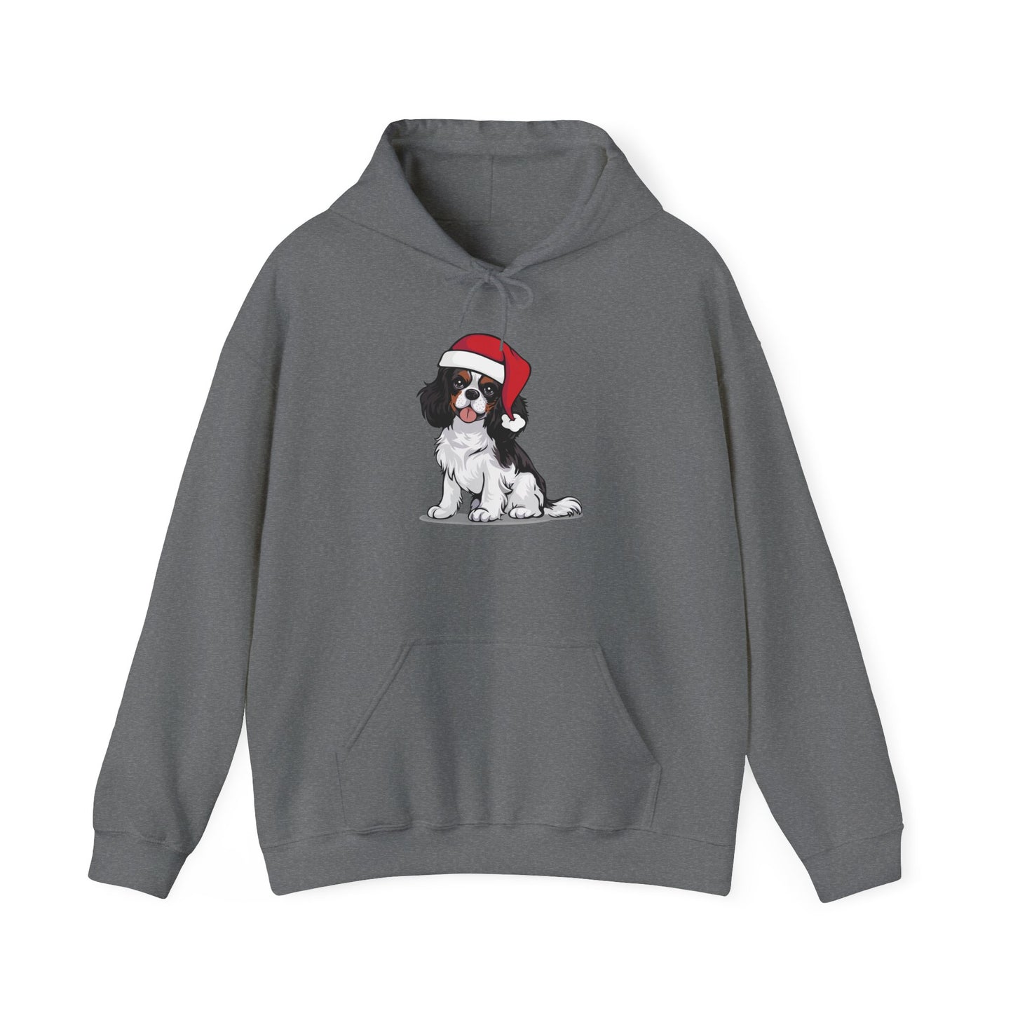 Christmas Cavalier King Charles Spaniel Dog Pullover Hoodie, Festive Holiday Xmas Dogs In Santa Hat Hooded Sweatshirt, Winter Hoodies