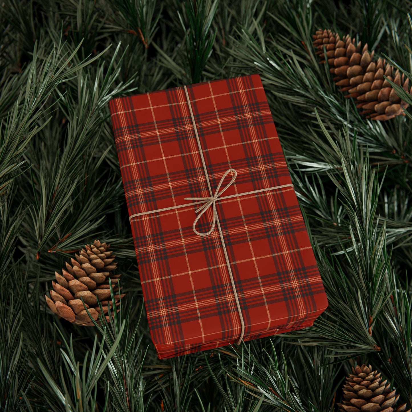 Red Tartan Plaid Wrapping Paper, Christmas Holiday Gift Wrap Roll Matte Finish Traditional Xmas 180"x30"